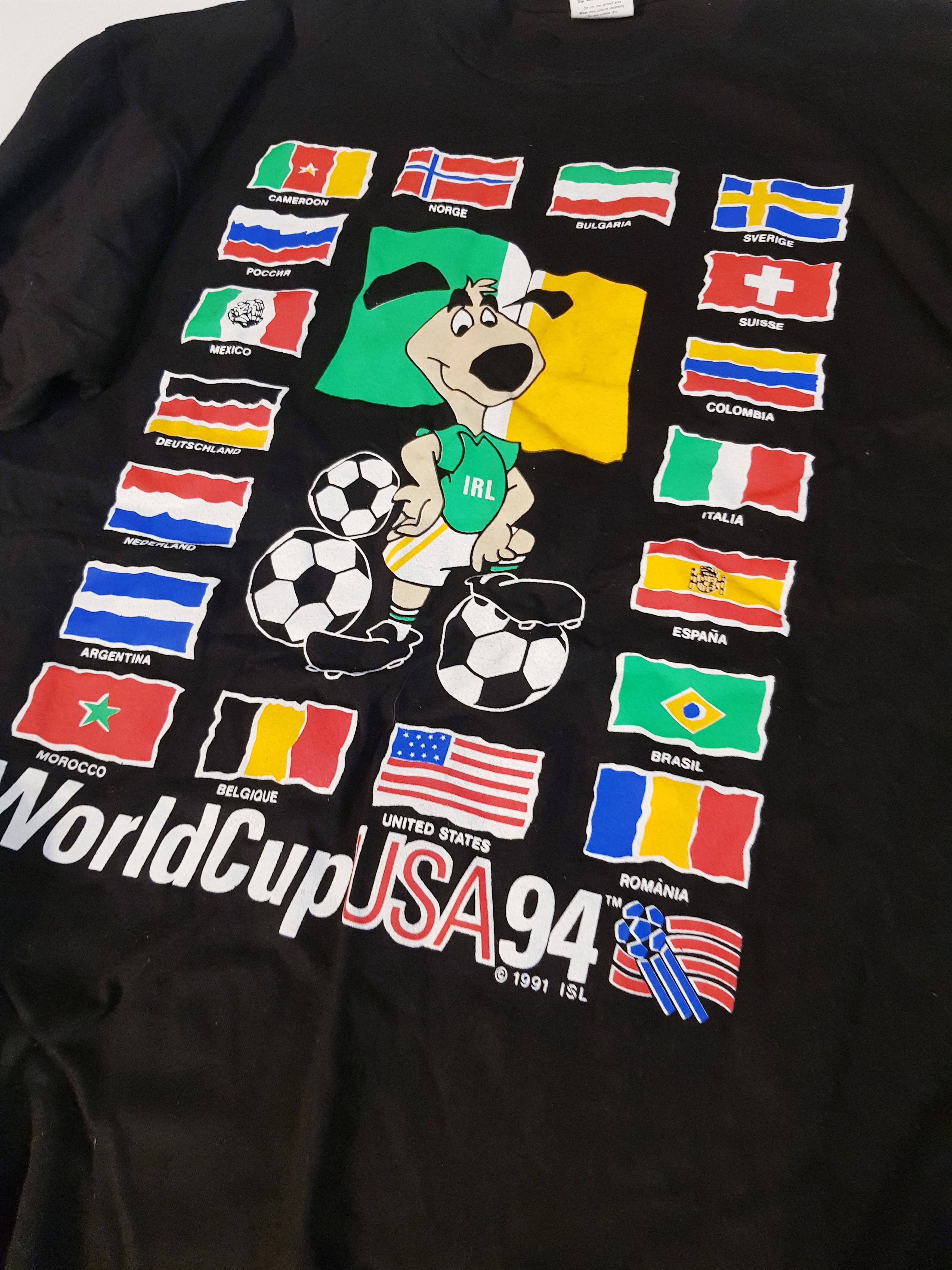 Other World Cup USA 94 Vintage Tee 1991 All Nations Mascot Black L Size US L / EU 52-54 / 3 - 2 Thumbnail