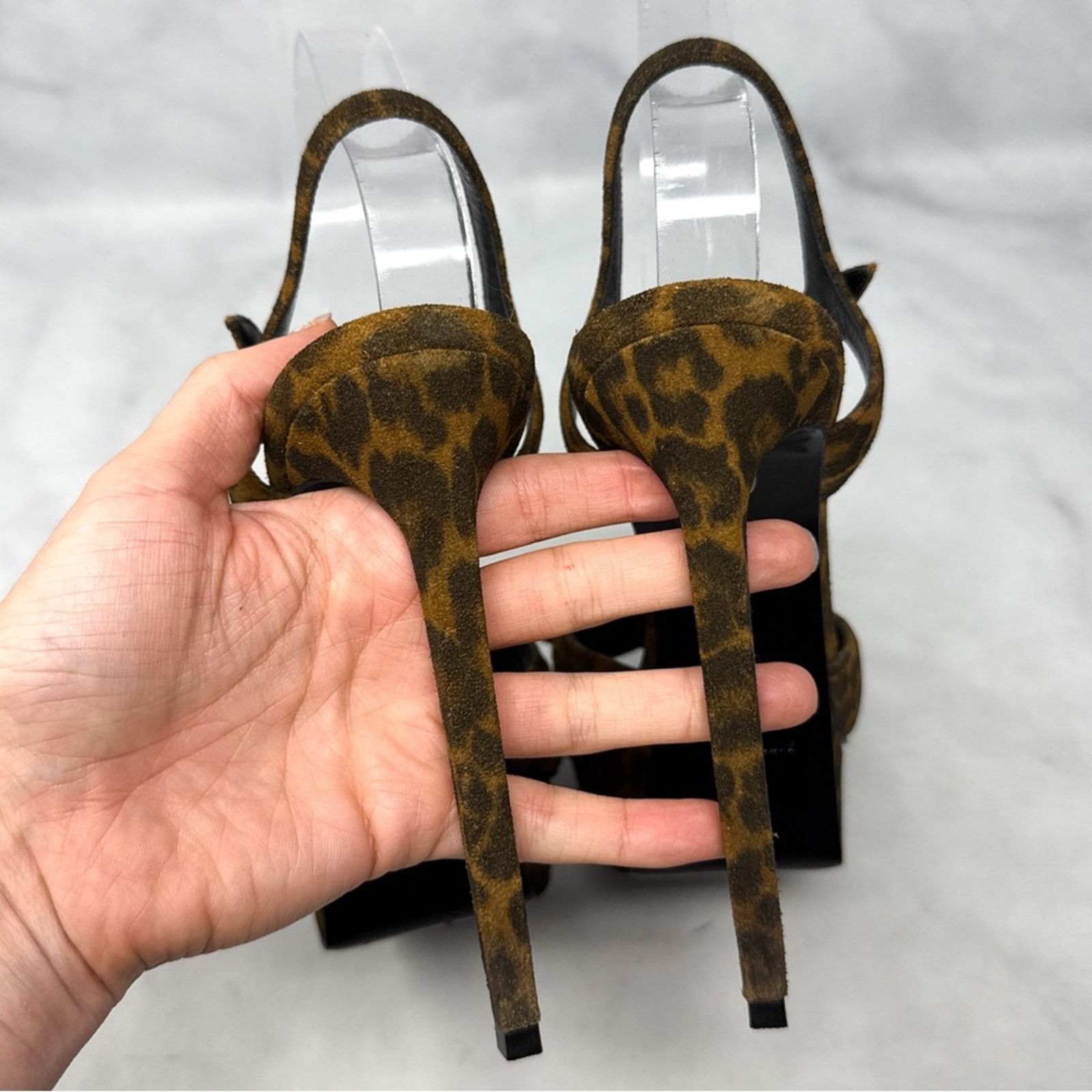 Saint Laurent Paris Saint Laurent Bianca Bow Leopard Suede Platform Sandal Heels Size US 9.5 / IT 39.5 - 6 Thumbnail