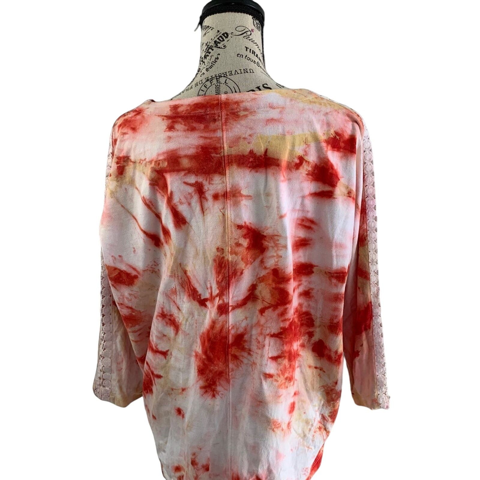 Izod *IZOD Women's Size 2X Tunic Top Tie Dye Cotton Lace Detail Size XXL / US 16-18 / IT 52-54 - 6 Thumbnail