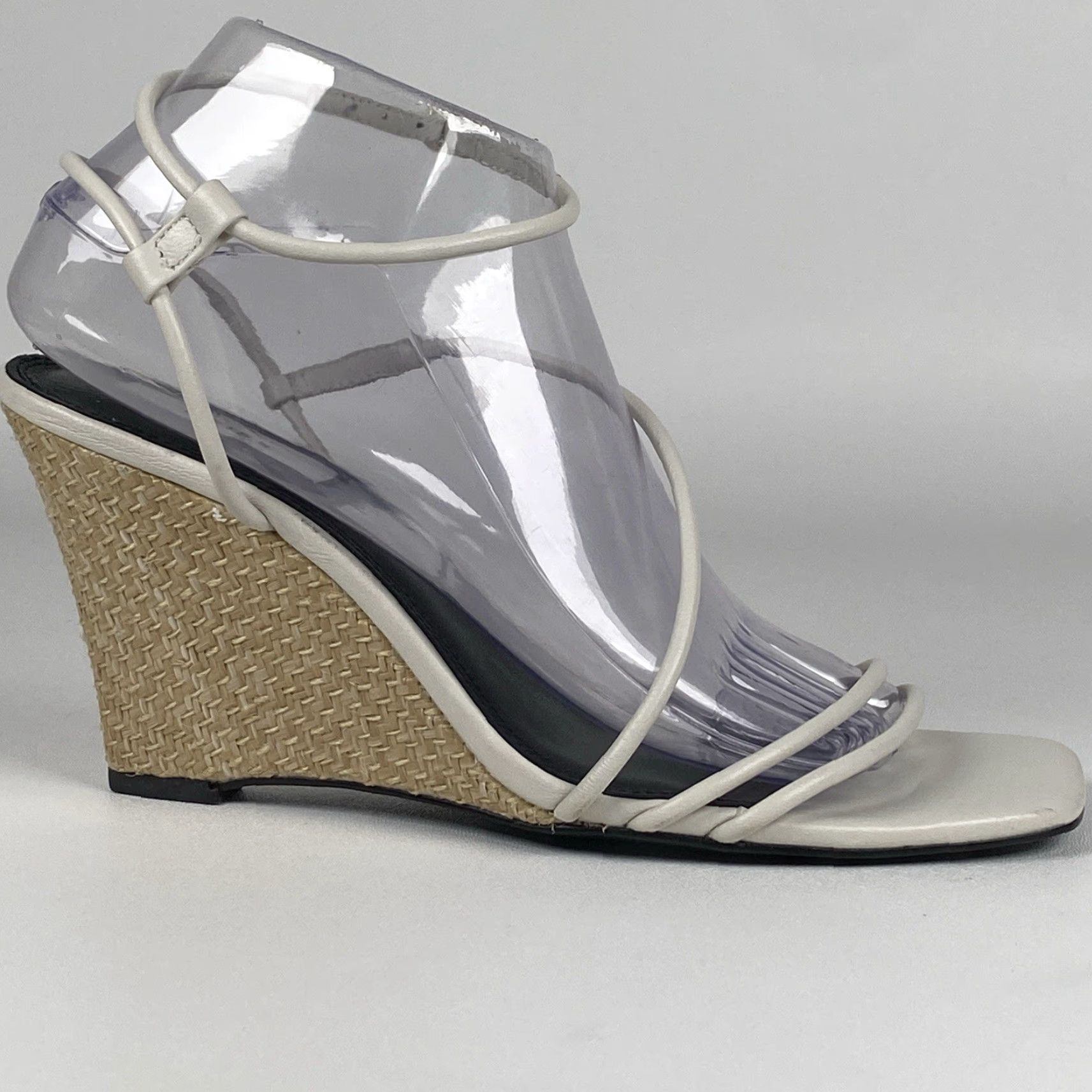 Reiss Reiss Daisey Leather Strappy Wedge Heels White Women 9.5 EU 40 Open Toe Buckle Shoes Size US 10 / IT 40 - 4 Thumbnail