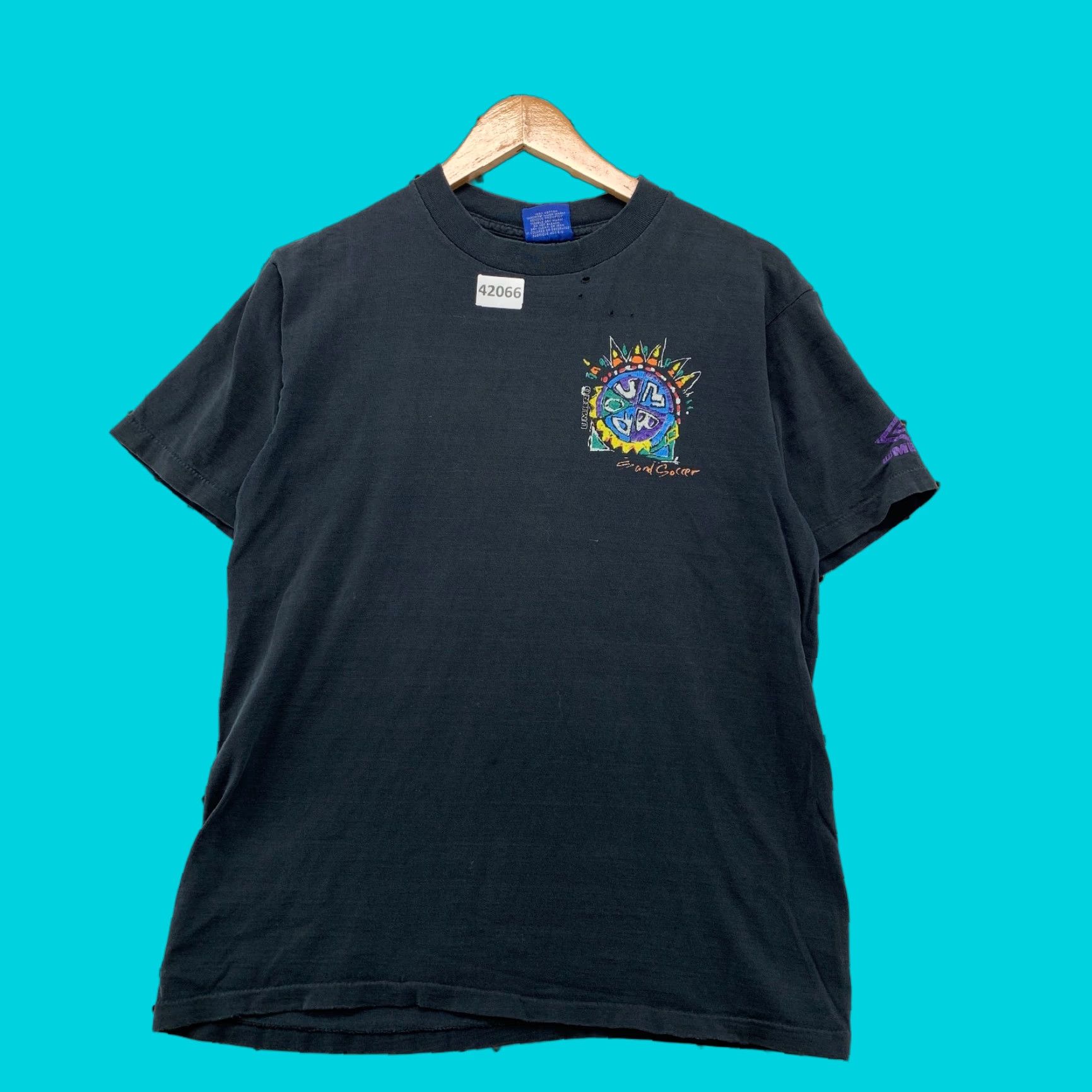 Umbro Vintage 90s Umbro Men’s M Soccer T-Shirt Black Graphic Print Crew Neck Summer Casual Made USA Size US M / EU 48-50 / 2 - 1 Thumbnail