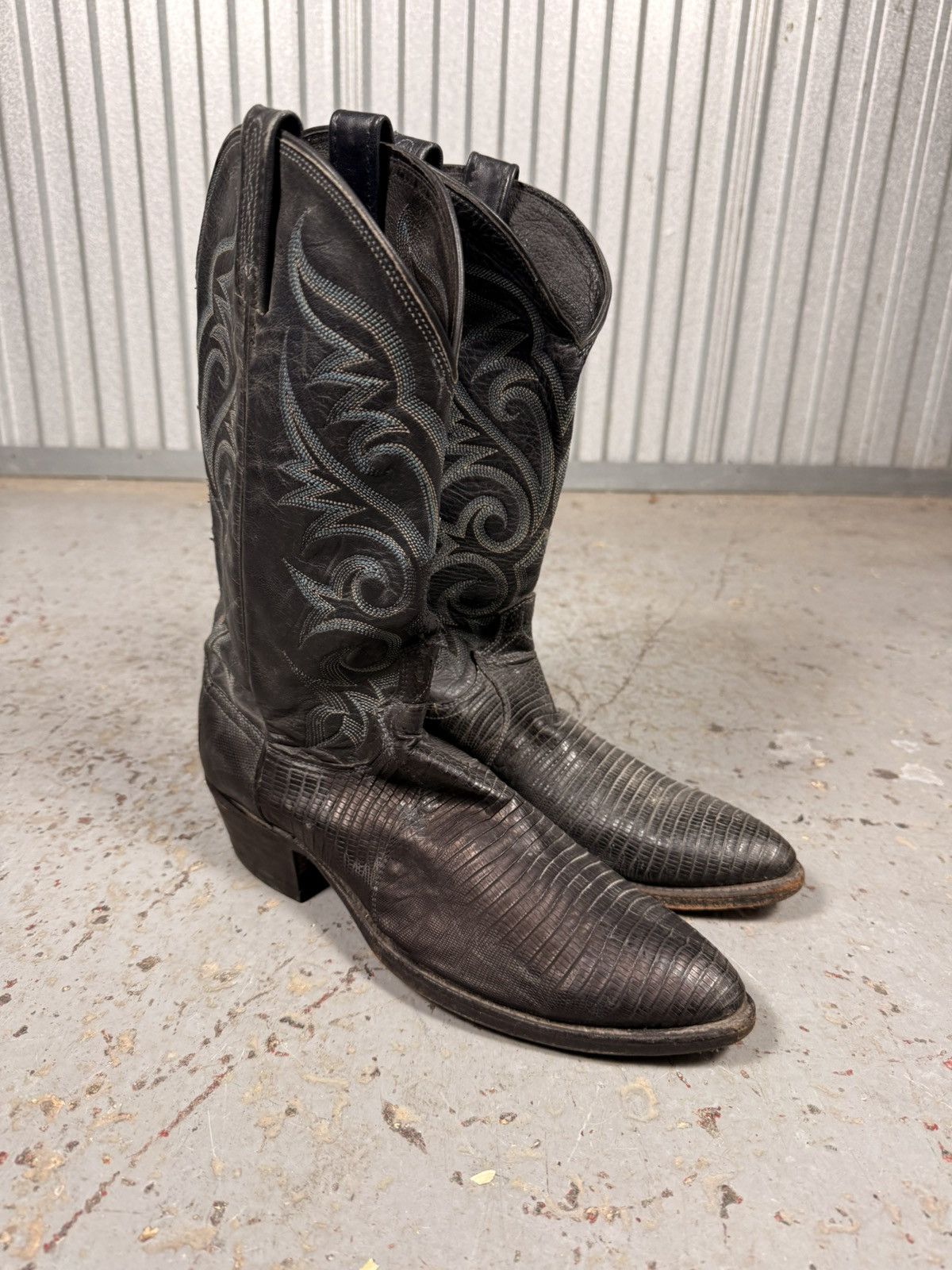 Dan Post 80s Vintage Dan Post Black Teju Lizard Skin Boots Size US 10 / EU 43 - 2 Thumbnail