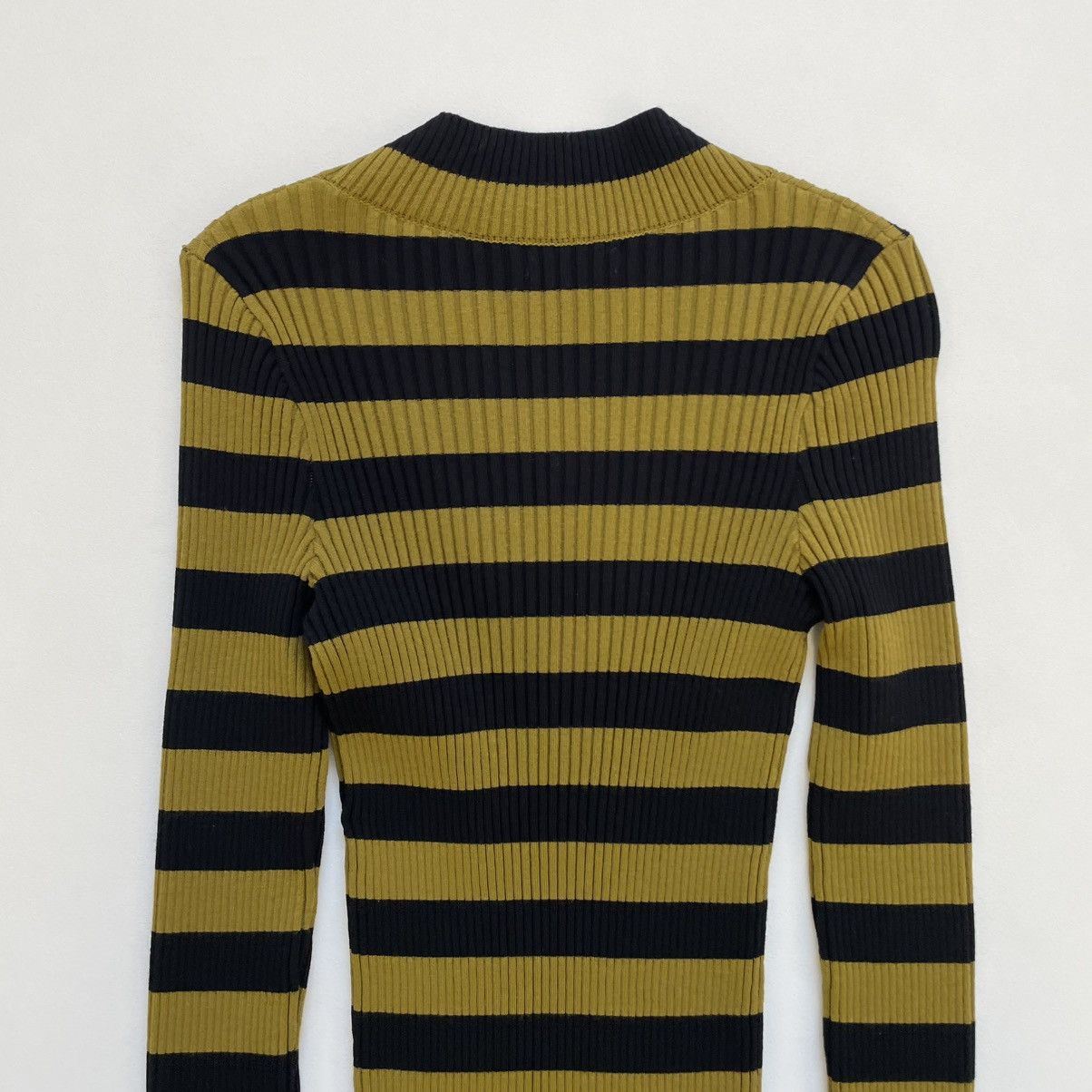 Dries Van Noten Olive/Black Striped Ribbed Knit Sweater Size S / US 4 / IT 40 - 8 Thumbnail