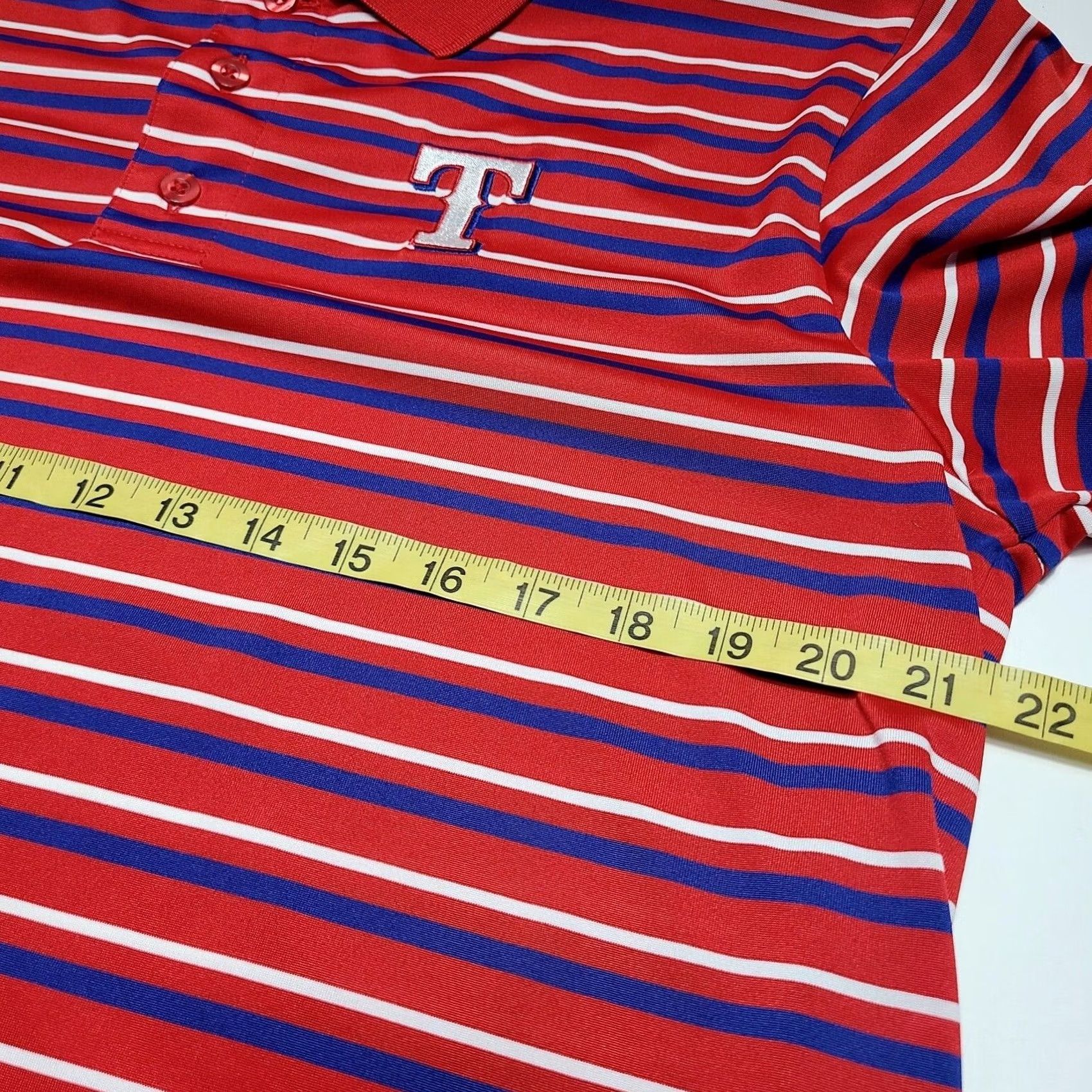 Vintage Majestic Texas Rangers Baseball Polo Men L Red Striped MLB Coolbase Size US L / EU 52-54 / 3 - 7 Thumbnail