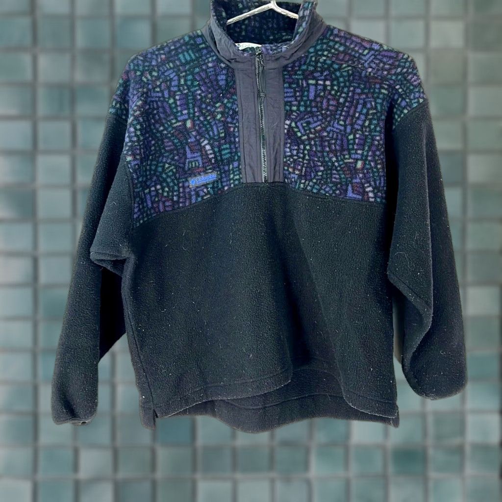 Vintage VINTAGE Columbia Womens Jacket XL Black Geometric Pullover Long Sleeve 100% Polyester United States Made USA Size XL / US 12-14 / IT 48-50 - 1 Thumbnail