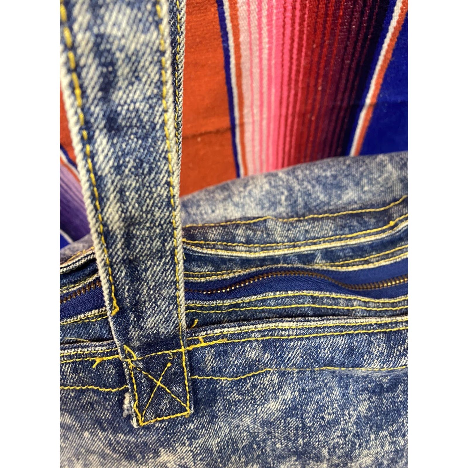 Vintage VINTAGE SPORT 1989 New York Paris Acid Wash Denim Purse Tote Large Blue Denim Tote Women Paris 1989 Vintage Sport Bag Size ONE SIZE - 4 Thumbnail