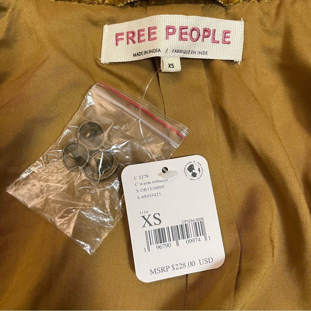 Free People NWT New $228 Free People Velvet Faye Warm Tobacco Jacket Si Size XS / US 0-2 / IT 36-38 - 8 Thumbnail