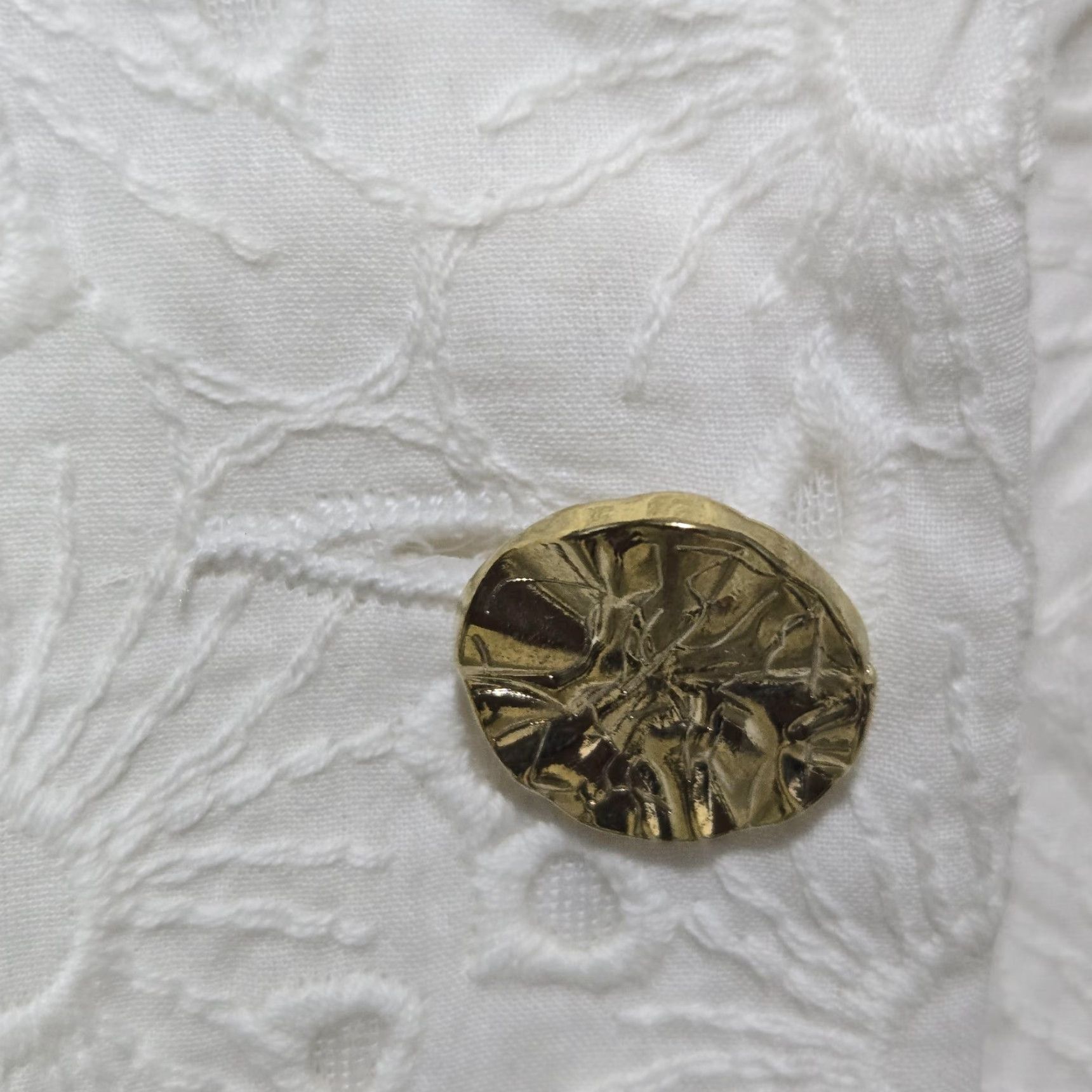Doublet Versona Blazer Womens Large White Eyelet Embroidered Double Breasted Gold Button Size L / US 10 / IT 46 - 7 Thumbnail