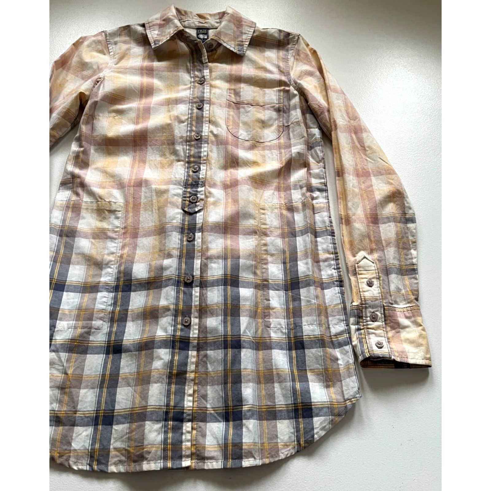 Free People NWT Free People Tunic Top Women's Navy Plaid Size 8 Button-Up Collared Long Sleeve 100% Cotton Oversized Casual City Classic Size M / US 6-8 / IT 42-44 - 5 Thumbnail