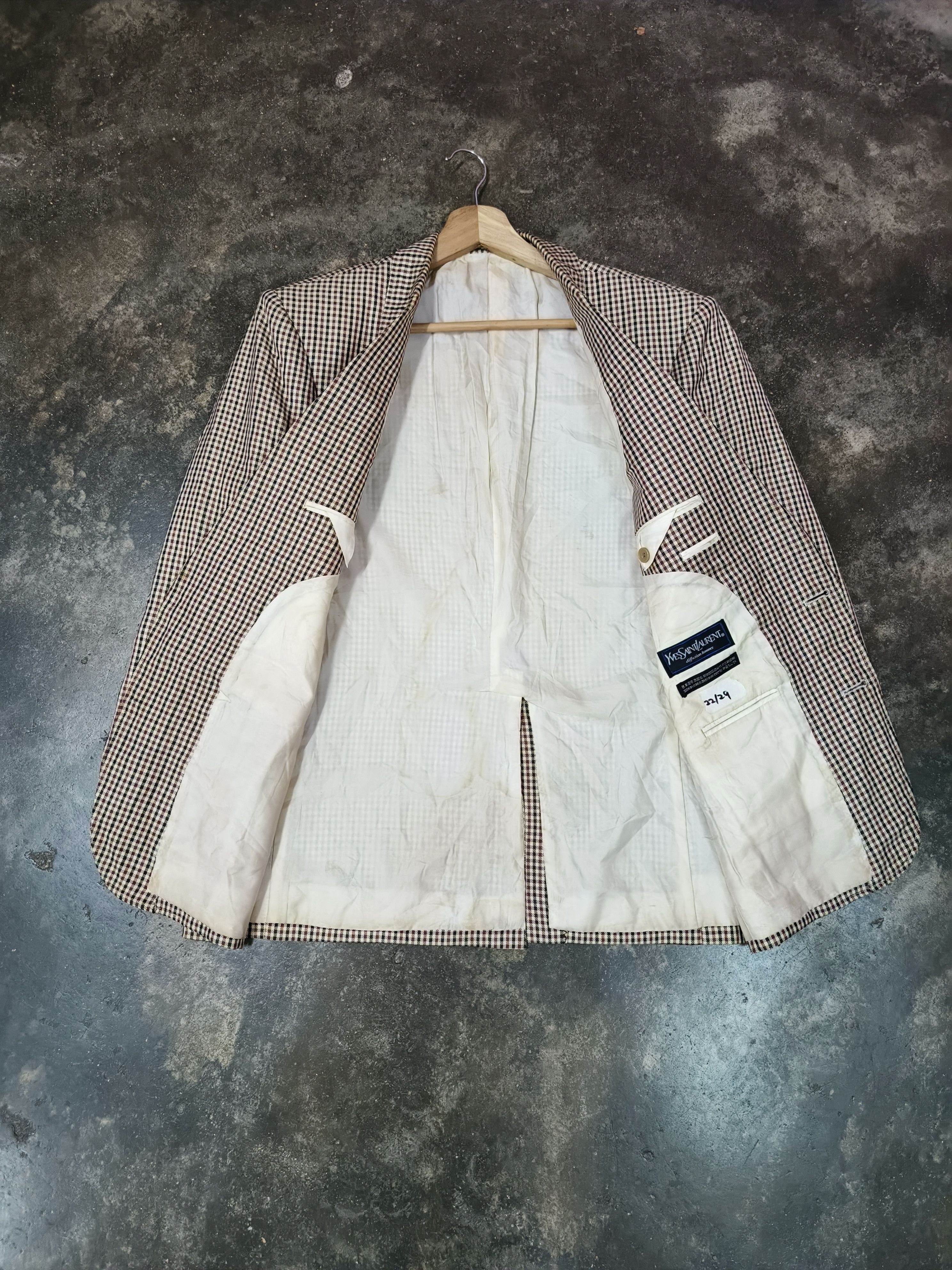 Yves Saint Laurent YSL YVES SAINT LAURENT PLAID BLAZER JACKET Size 44R - 2 Thumbnail