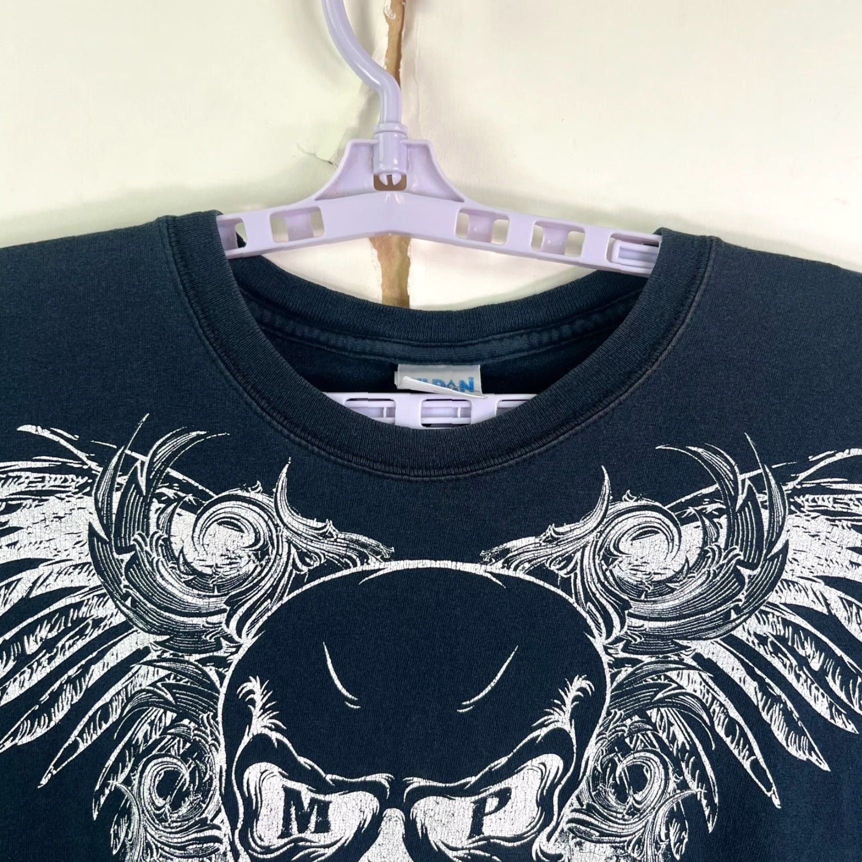 Gildan Gildan Skull Wings Tribal T-Shirt Mens 2XL Blue Graphic Print Crew Neck Short Sleeve Preshrunk Cotton Size US XXL / EU 58 / 5 - 3 Thumbnail