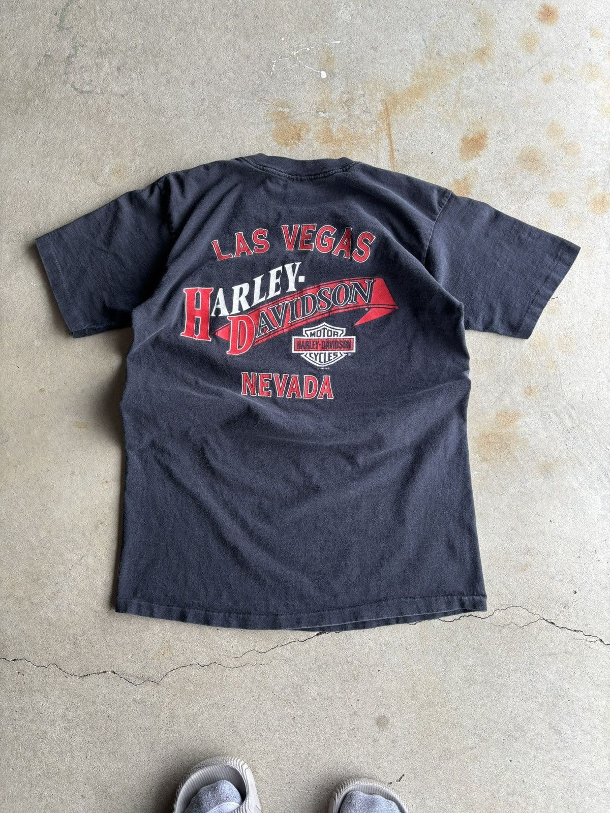 Harley Davidson Vintage 1995 Harley Davidson Boxy Las Vegas Faded Tee Size US M / EU 48-50 / 2 - 1 Thumbnail