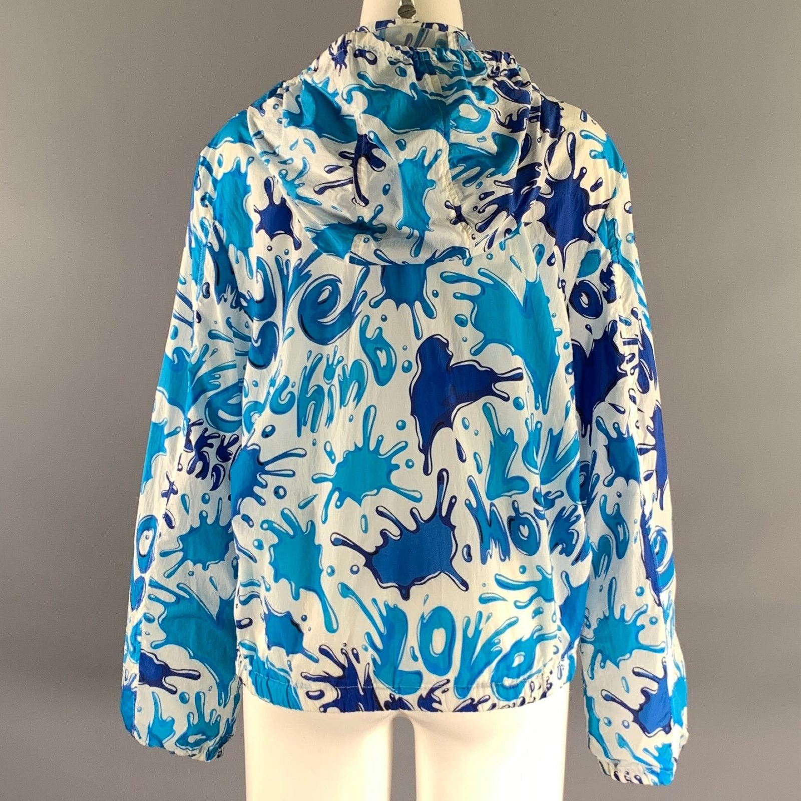 Moschino MOSCHINO Size 8 White Blue Polyamide Splash Raincoat Size M / US 6-8 / IT 42-44 - 4 Thumbnail