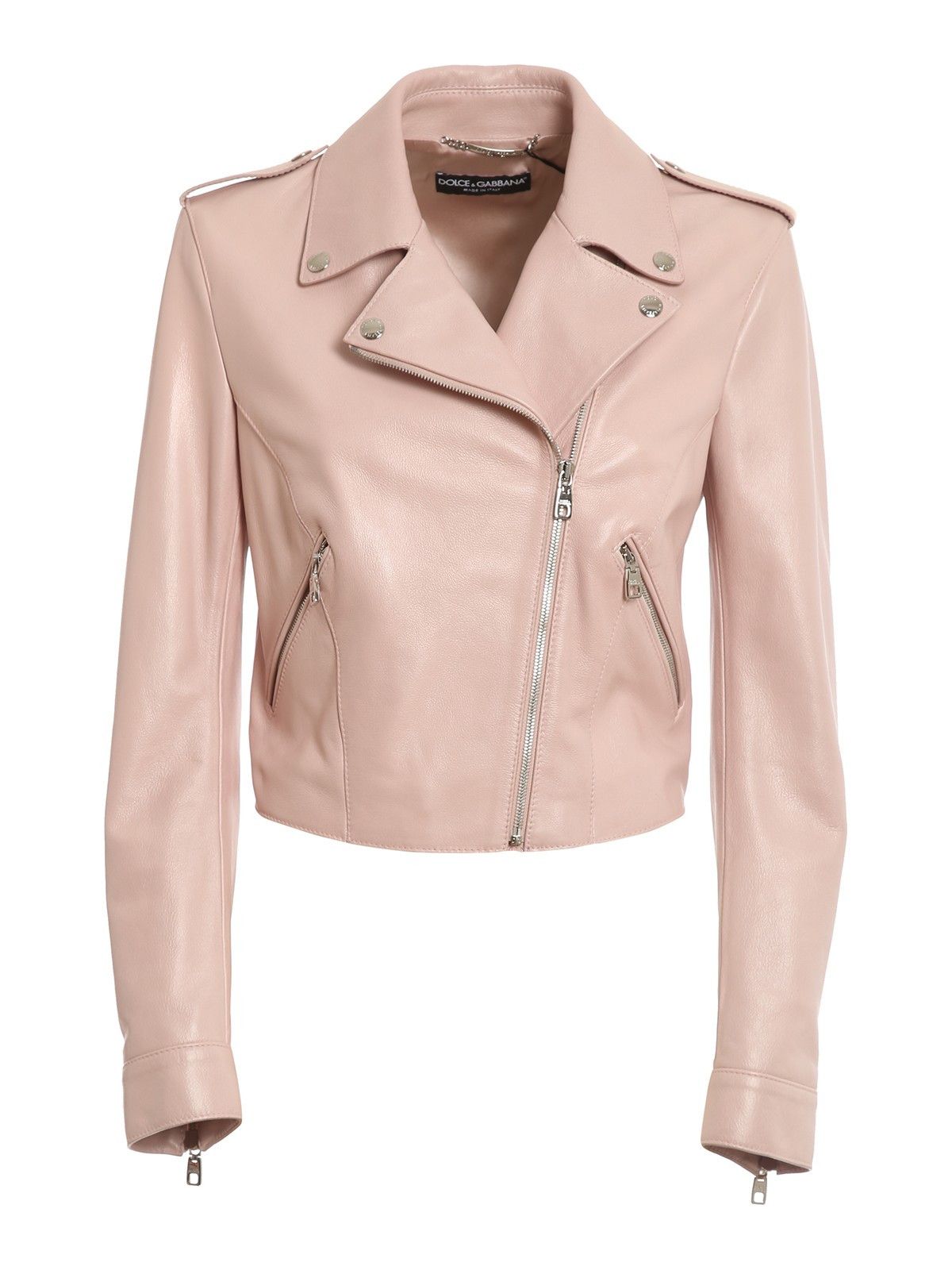 o1y0825 Leather Biker Jacket in Light Pink
