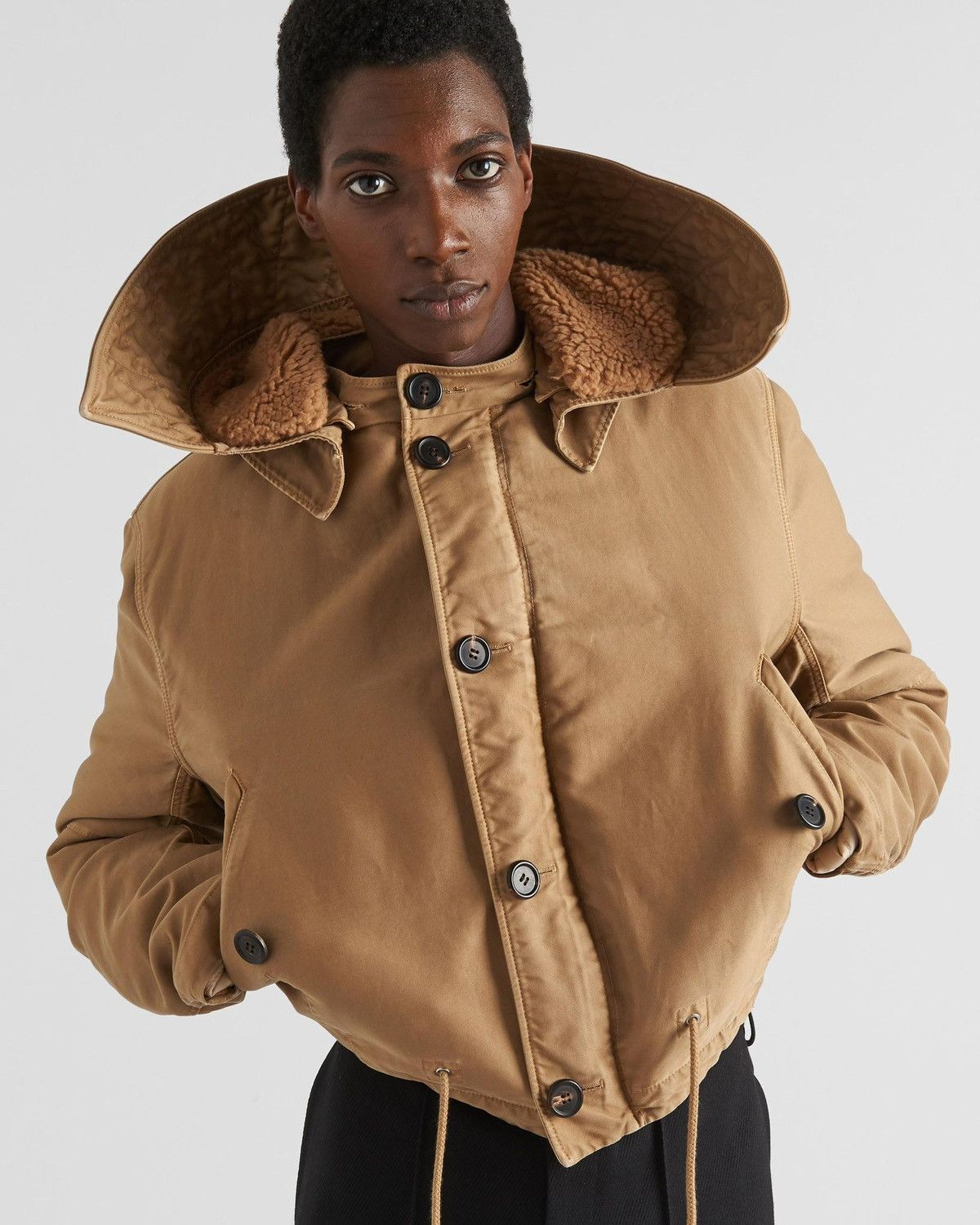 Prada ⚠️$5K VALUE ⚠️Faux fur-trimmed bomber jacket Size US L / EU 52-54 / 3 - 1 Thumbnail