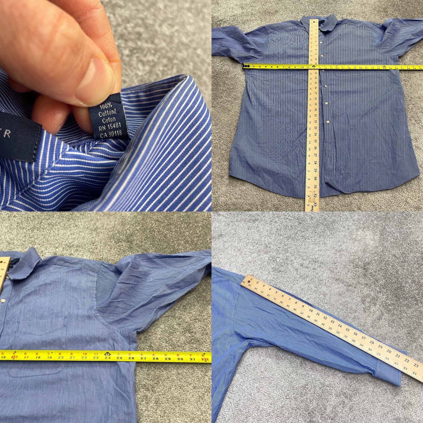 Tommy Hilfiger Tommy Hilfiger Dress Shirt Mens XXL Blue Pinstripe Cotton Button-Down 17 32-33/Long Sleeve, Regular Fit, Classic Workwear Size 46R - 8 Thumbnail