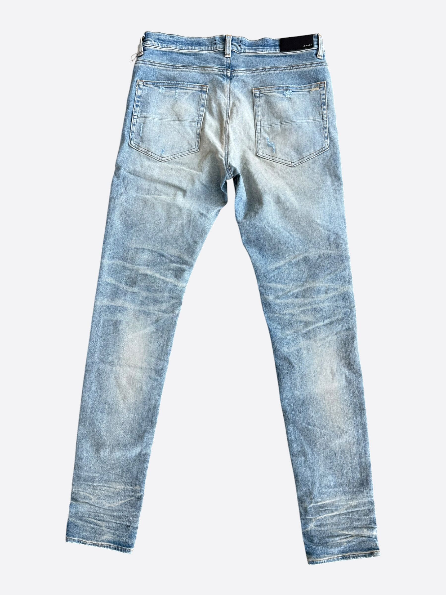 Amiri Amiri Clay Indigo Plaid Patch Thrasher Jeans Size US 33 - 2 Thumbnail