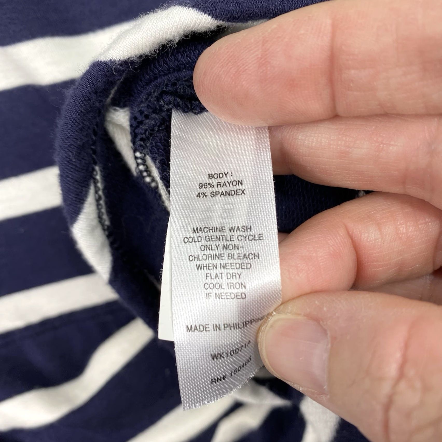 Market MARKET & SPRUCE Blue Striped Hooded Top XL Knit Rayon Spandex Casual Long Sleeve V-Neck Pullover Blouse Women Size XL / US 12-14 / IT 48-50 - 6 Thumbnail