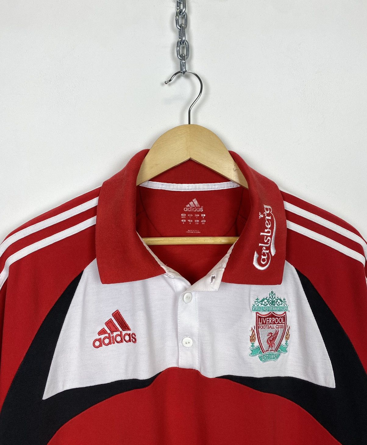 Adidas Liverpool FC Football Soccer Polo Shirt 2007 Size L Red Top Size US L / EU 52-54 / 3 - 4 Thumbnail
