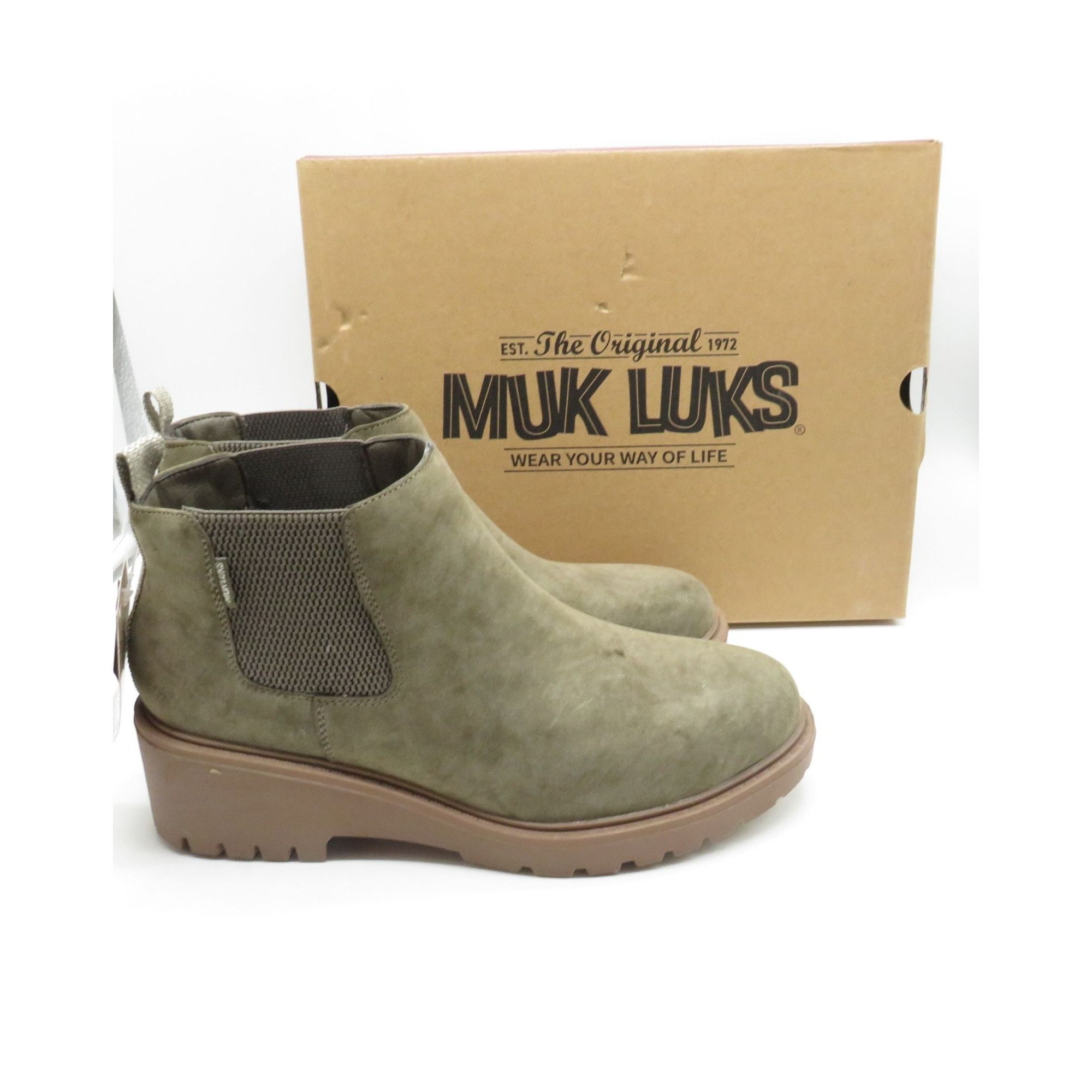 Other Muk Luks Womens Moss Green Slip-On Chelsea Boots Size 9.5 Su Size US 9.5 / IT 39.5 - 1 Thumbnail