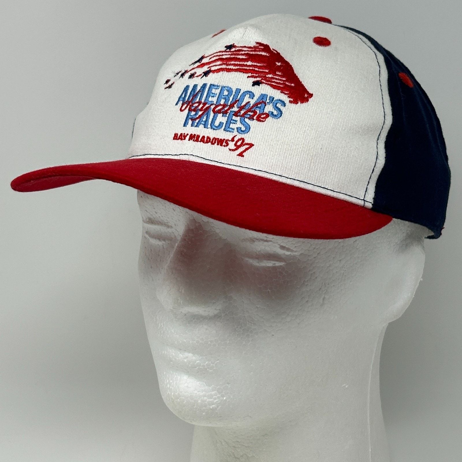 Vintage Vintage 90s Bay Meadows Racetrack Hat Baseball Cap Horse Size ONE SIZE - 12 Thumbnail