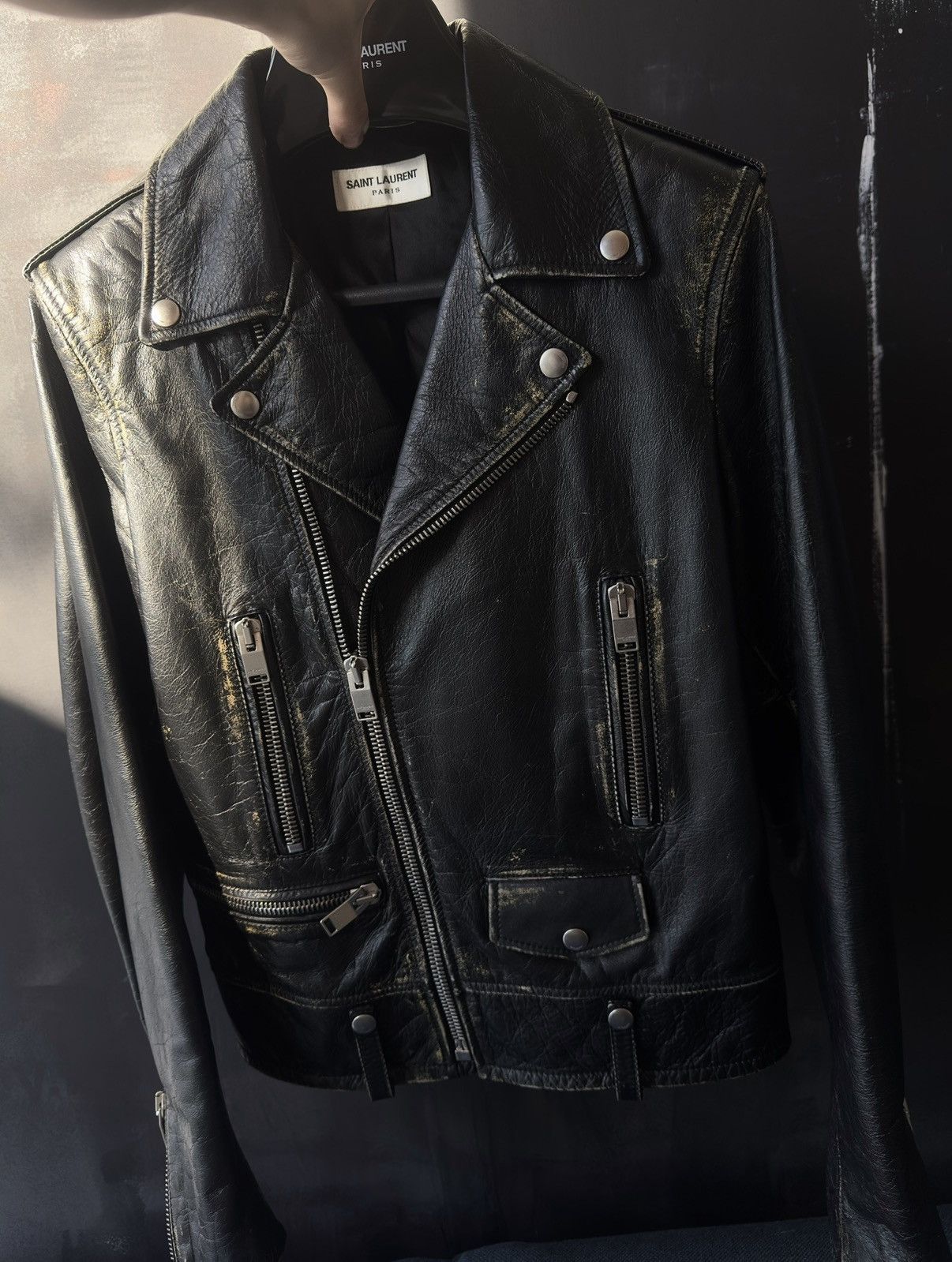 Saint Laurent Paris FW16 Saint Laurent L01 Distressed Biker Jacket Hedi Slimane Size US XS / EU 42 / 0 - 1 Thumbnail