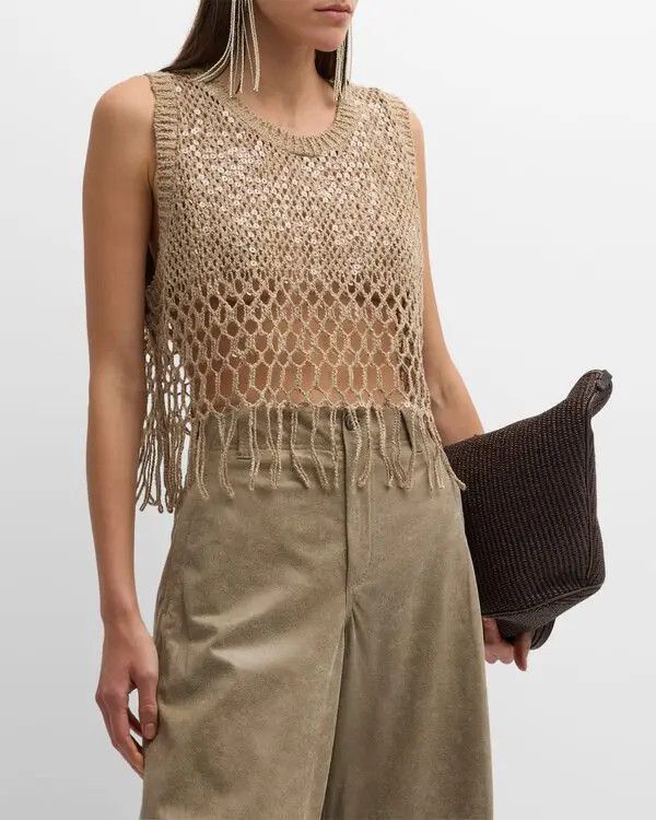 Brunello Cucinelli o1w1db10825 Knitted Vest in Light/Pastel Brown Size S / US 4 / IT 40 - 2 Thumbnail