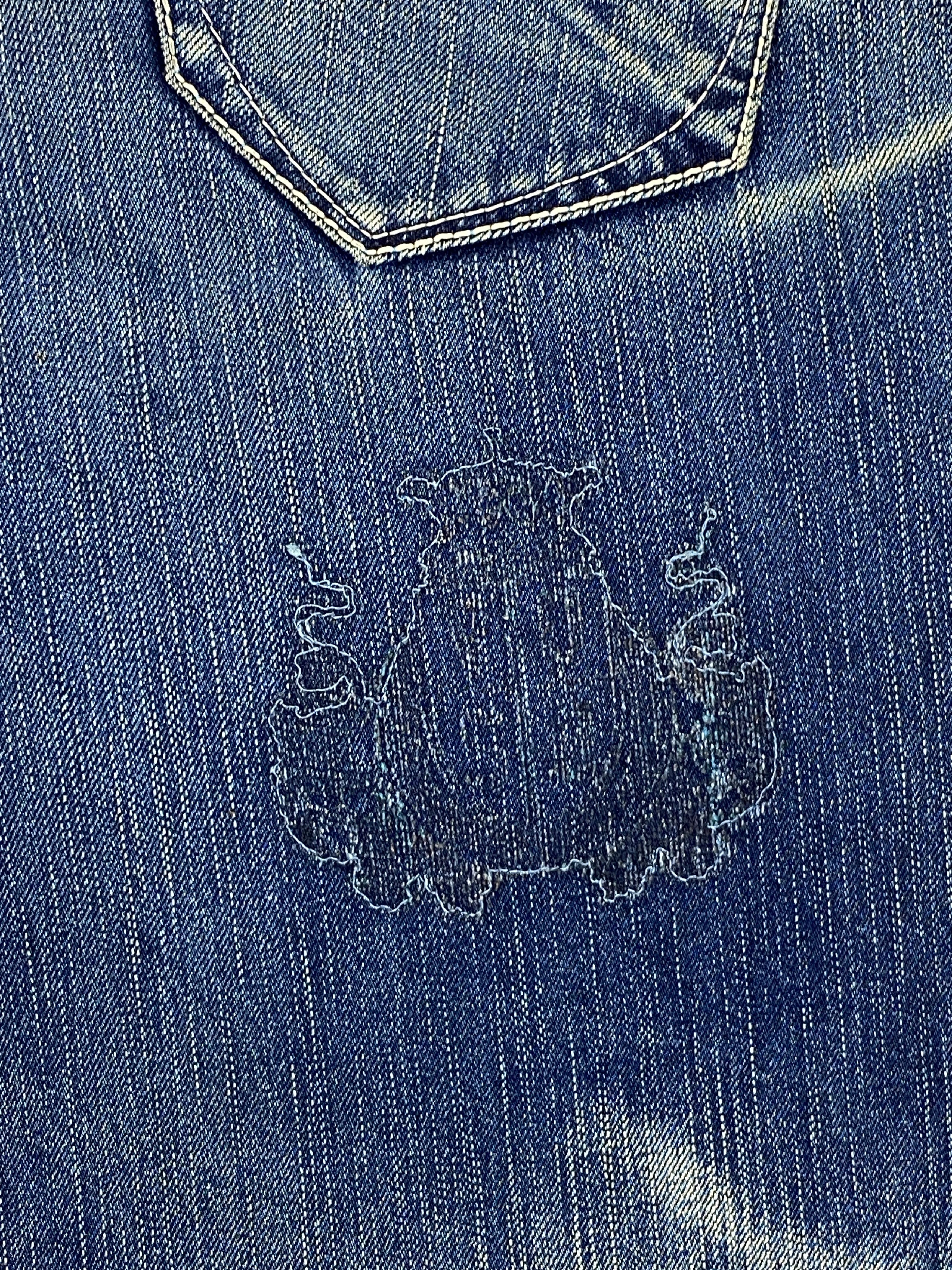 Japanese Brand × Vanquish × Vintage Vintage 90s Vanquish Gold Faded Blue Patch Work Jeans Size US 33 - 14 Thumbnail