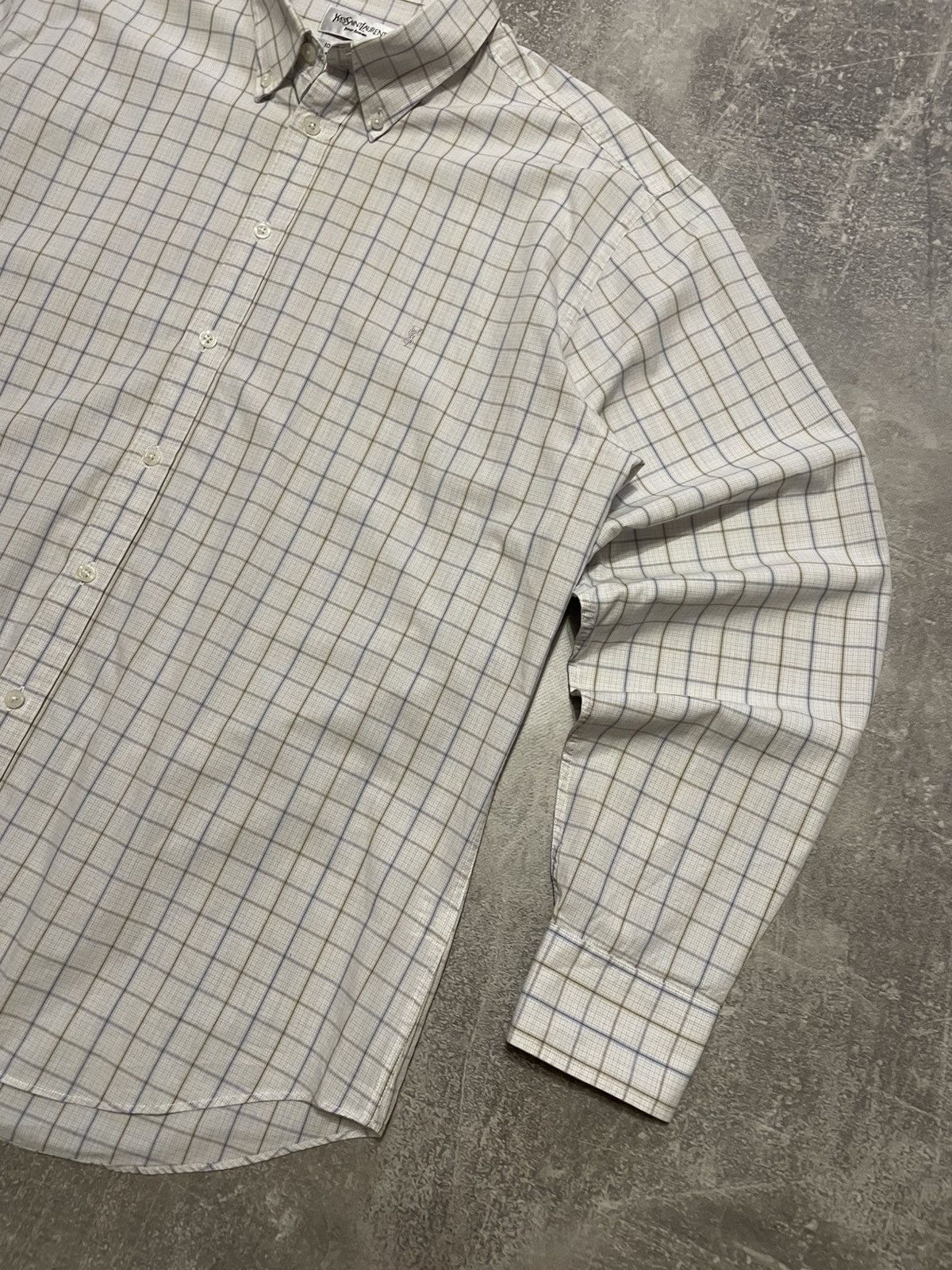 Vintage Vintage YSL Yves Saint Laurent Checked Long Sleeve Shirt Size US XL / EU 56 / 4 - 6 Thumbnail