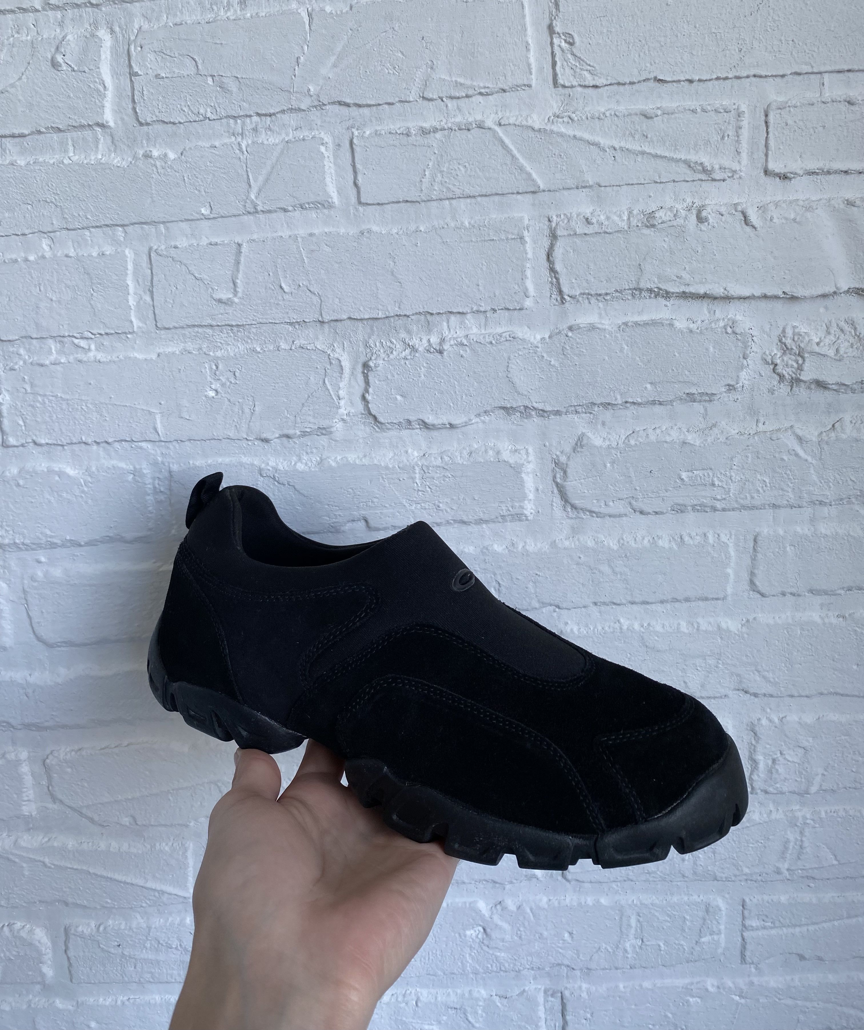 image of Archival Clothing x Oakley Flesh Suede Leather Slip-On Hiking Sneakers in Black, Men's (Size 9)
