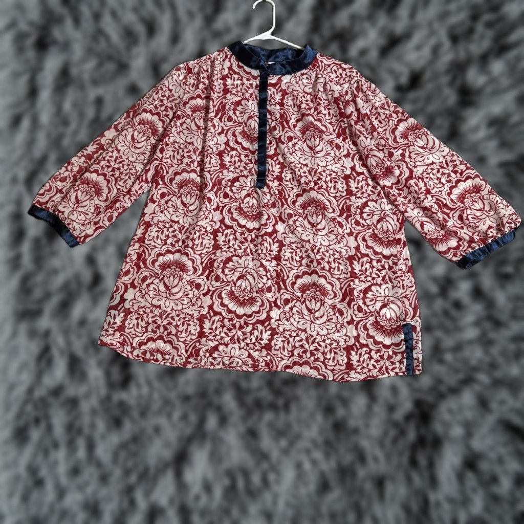 Vintage Susan Graver Blouse Womens XL Romantic Boho Chic Paisley Satin Trim Flowy Retro Shirt Size XL / US 12-14 / IT 48-50 - 1 Thumbnail