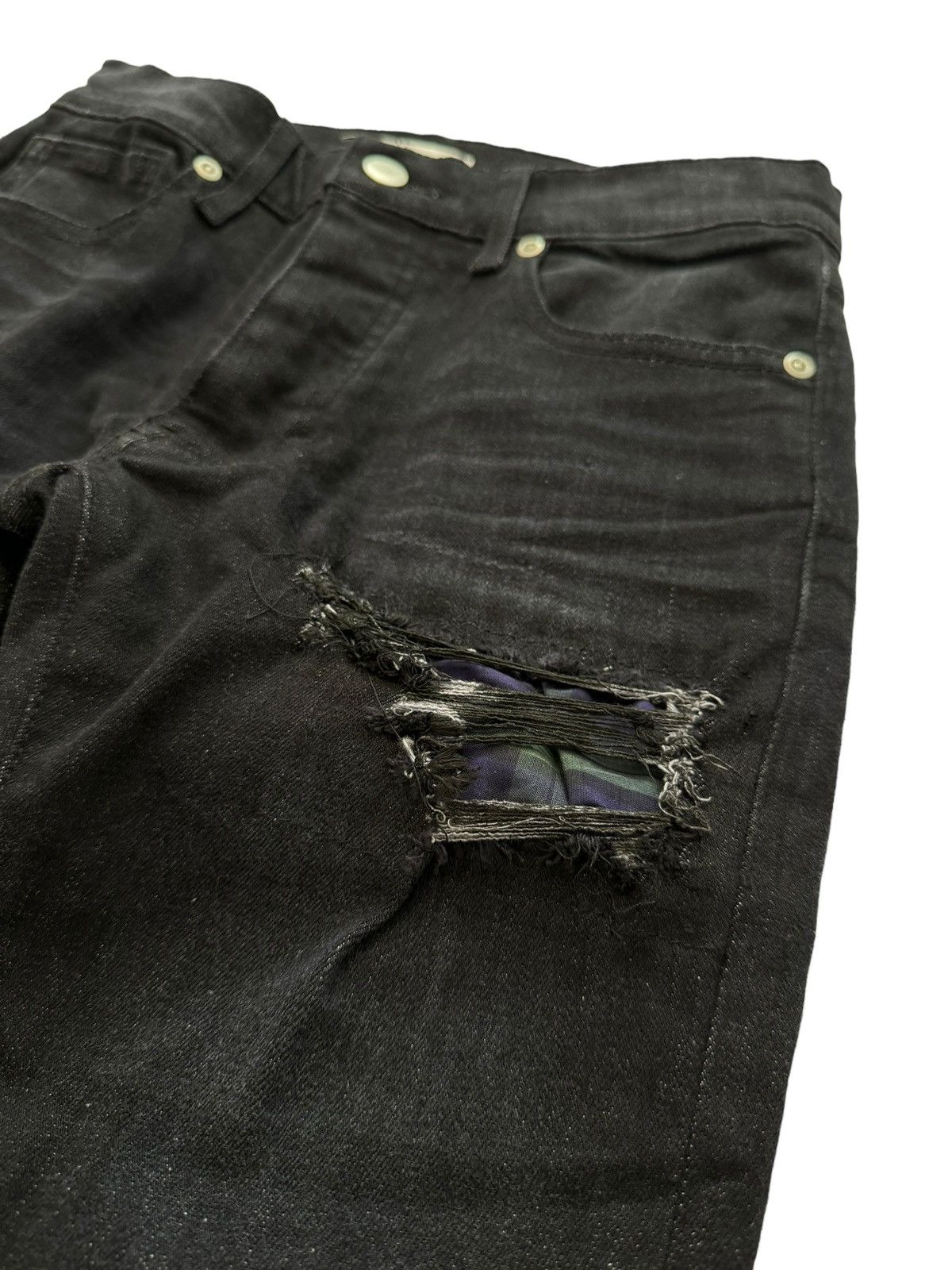Rhude OG Distressed Black Plaid Boxer Denim Size US 28 / EU 44 - 3 Thumbnail
