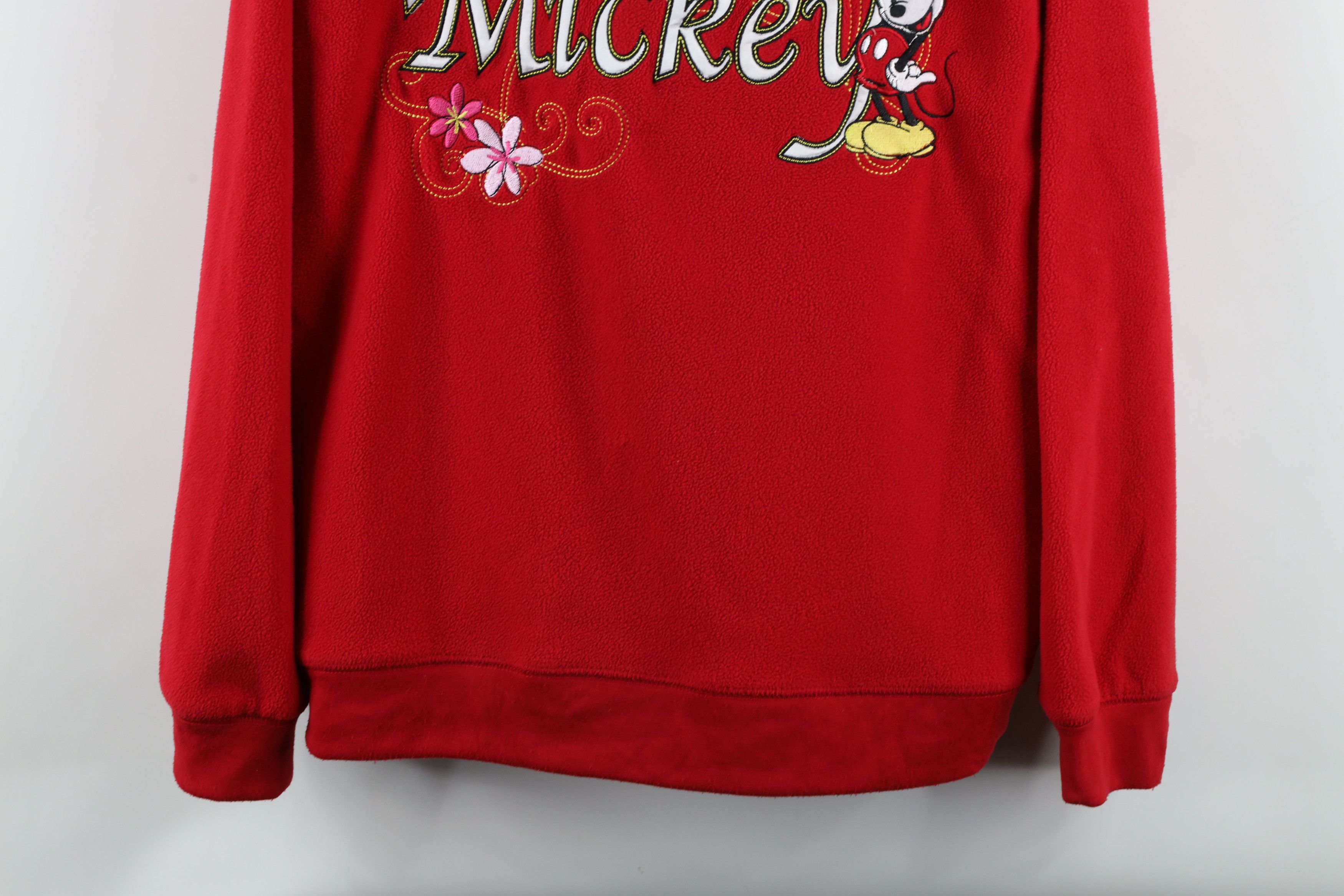 Disney × Vintage Vintage Disney Mickey Mouse Flower Fleece Sweater Red Size XL / US 12-14 / IT 48-50 - 3 Thumbnail