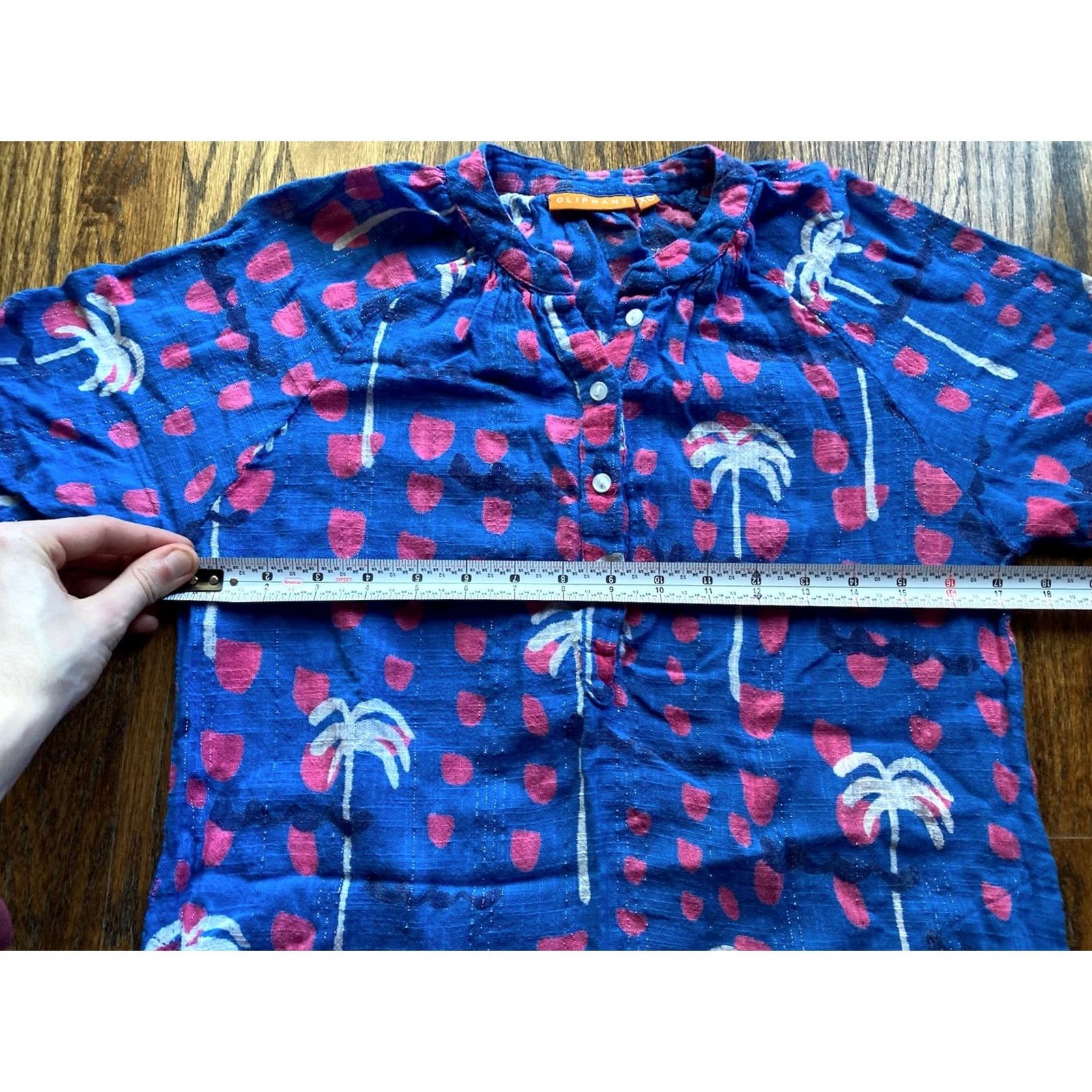 Vintage Oliphant Dress Womens XS Blue Cotton Mini Tropical Breezy Beach Button Up Size XS / US 0-2 / IT 36-38 - 3 Thumbnail