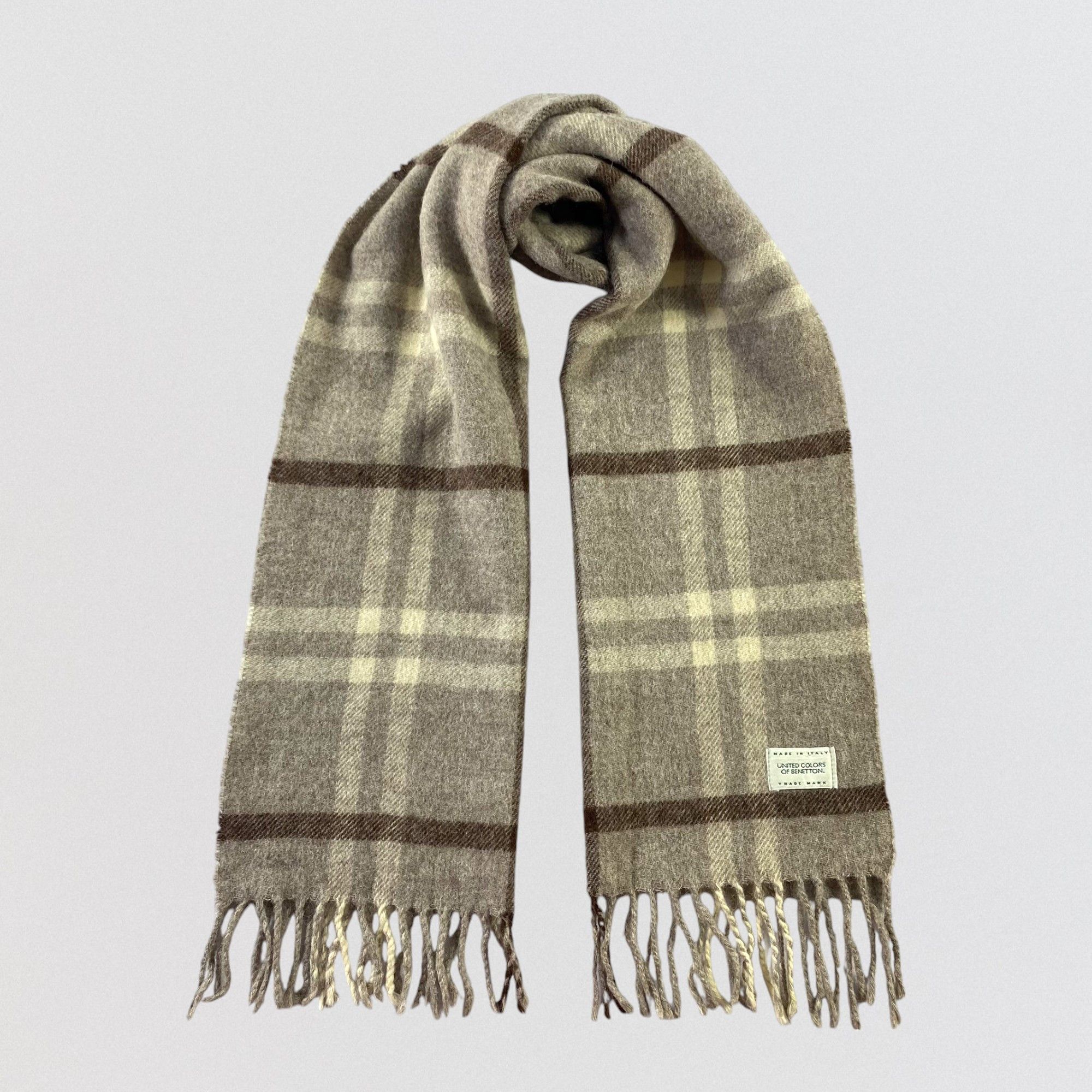 United Colors Of Benetton United Colors Of Benetton Scarf Plaid Wool Muffler Neck Wrap Size ONE SIZE - 1 Thumbnail
