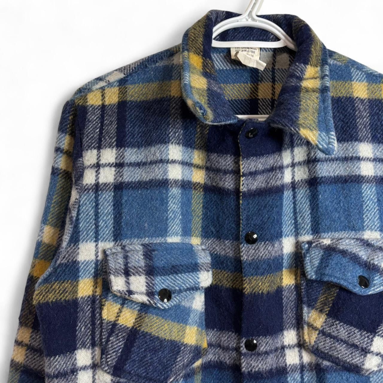 Vintage Vintage 70s Plaid Blue Wool Blend Overshirt Flannel Jacket Size US M / EU 48-50 / 2 - 2 Thumbnail