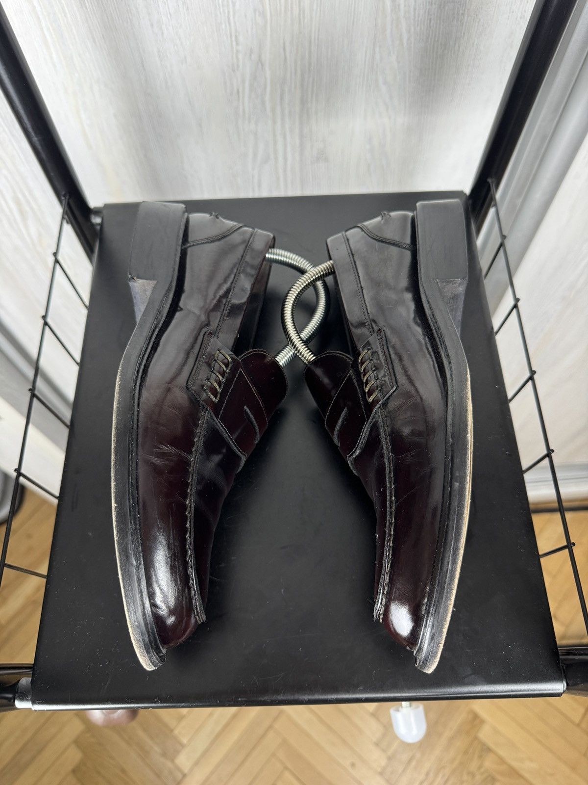 Boggi Boggi Milano Mens Burgundy Leather Penny Loafers size 40 Size US 7 / EU 40 - 8 Thumbnail