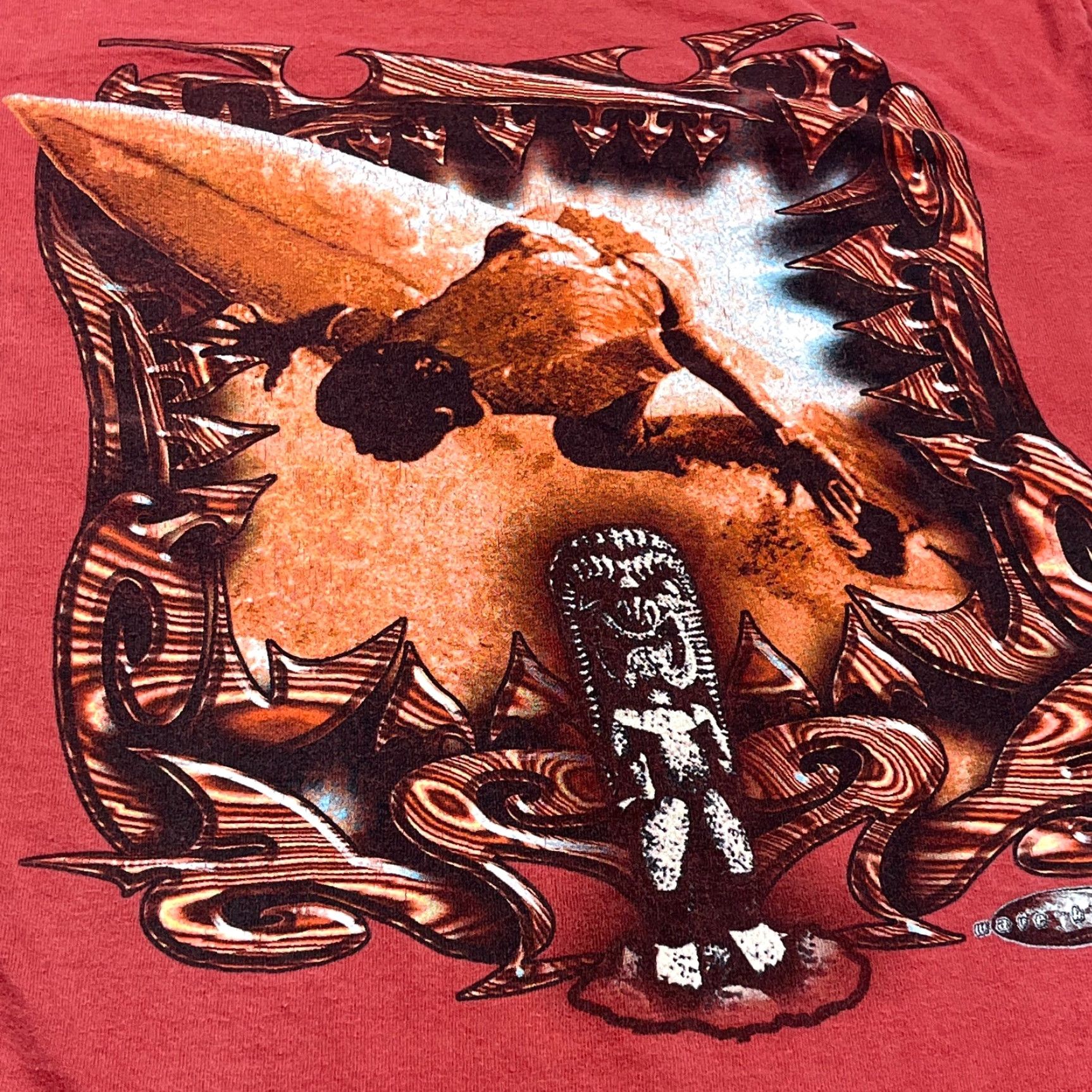 Fruit Of The Loom VINTAGE Fruit of the Loom Men’s Large Red Graphic Print T-Shirt 90s Surf Wave Retro Rock Size US L / EU 52-54 / 3 - 4 Thumbnail