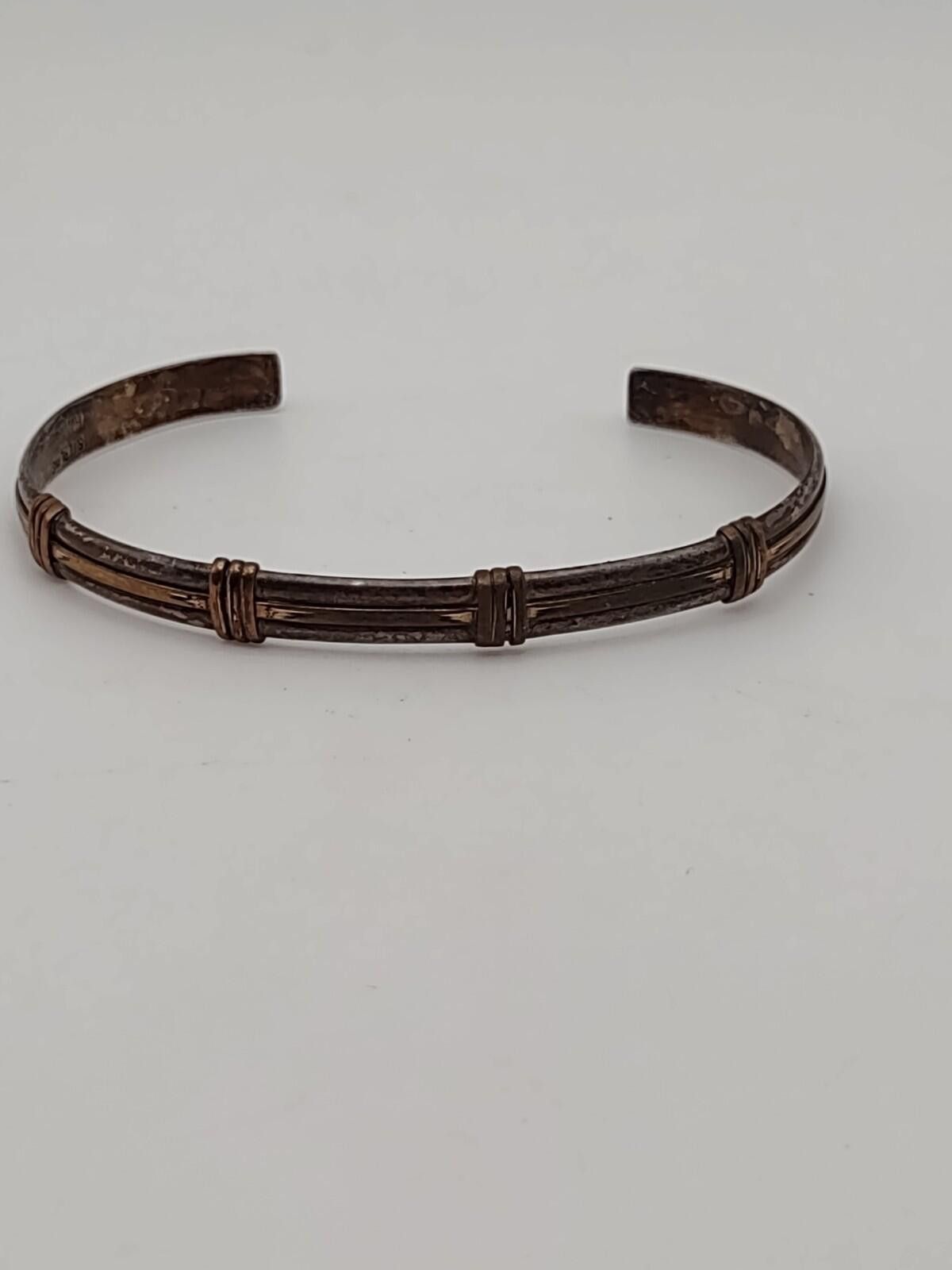 The Unbranded Brand Tri-Metal Sterling Silver Copper Brass Cuff Signed RM 8.2g Size ONE SIZE - 1 Thumbnail