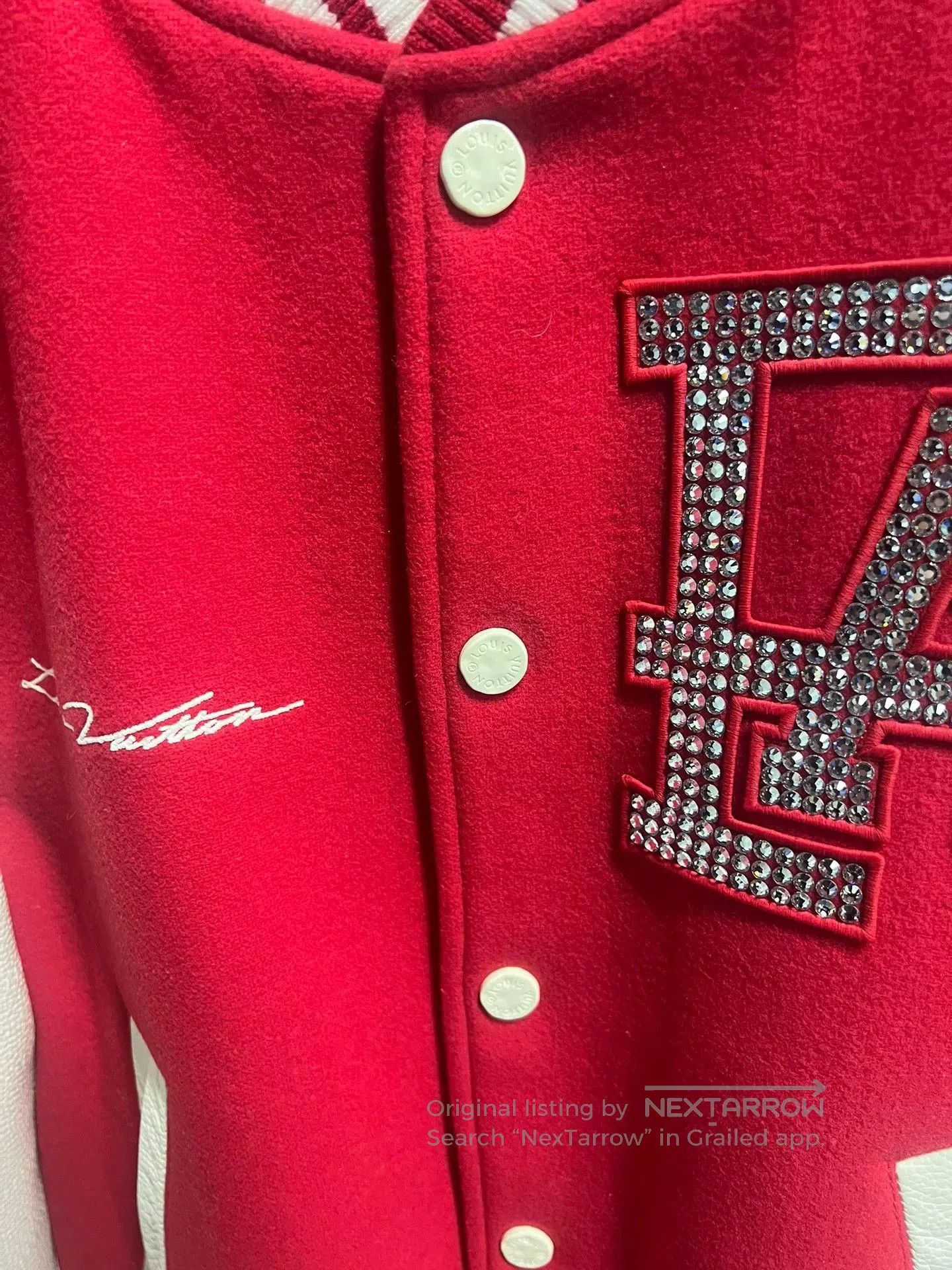 Louis Vuitton lv red white leather baseball jacket. Size US L / EU 52-54 / 3 - 4 Thumbnail