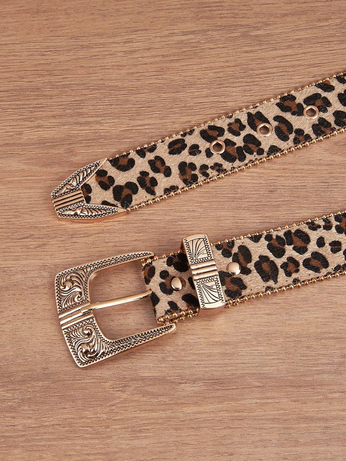 Designer × Vintage Leapord Vintage Engraved Metal Buckle Belt Size ONE SIZE - 5 Thumbnail