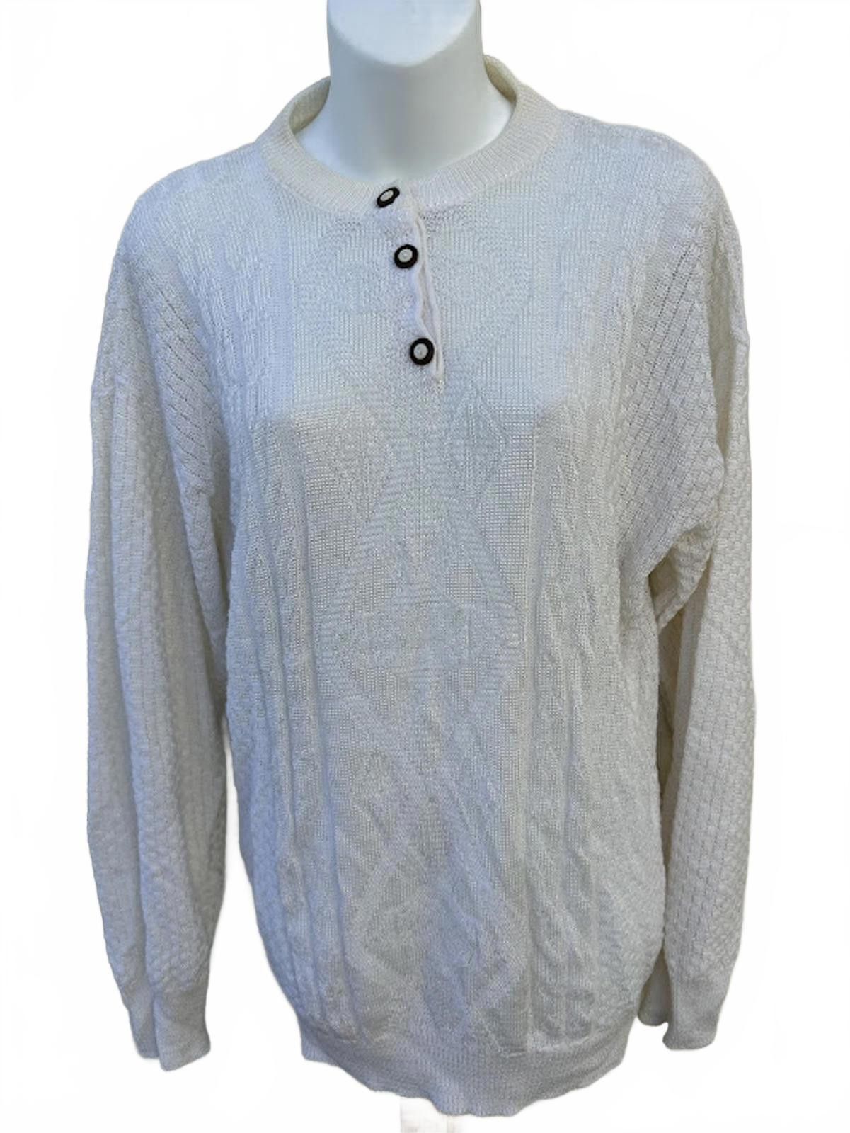 Other Vintage Made in Italy White Knit Henley Sweater Size US M / EU 48-50 / 2 - 1 Thumbnail