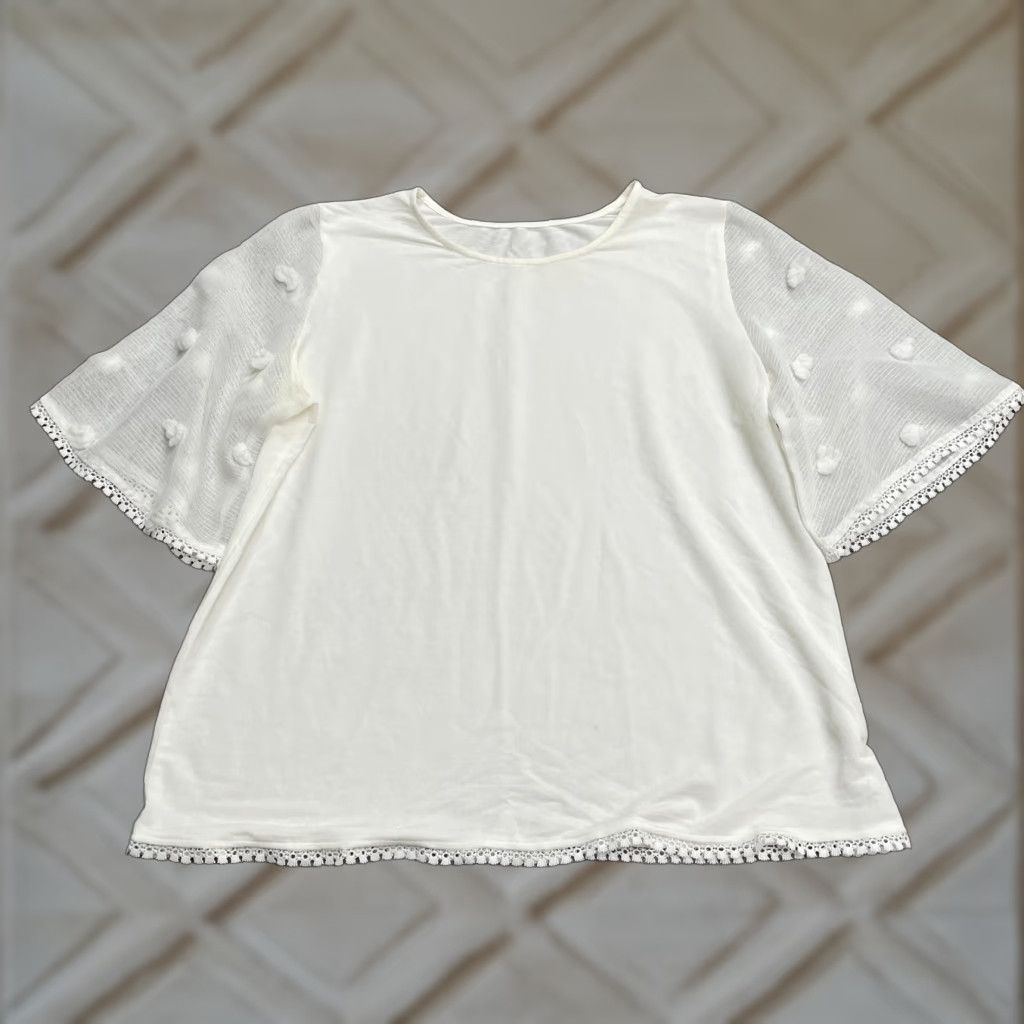 Vintage Unbranded Blouse Womens 2XL White Crew Neck Sheer Short Sleeve Stretch Casual Shirt Ladies Black Friday Style Size XXL / US 16-18 / IT 52-54 - 1 Thumbnail