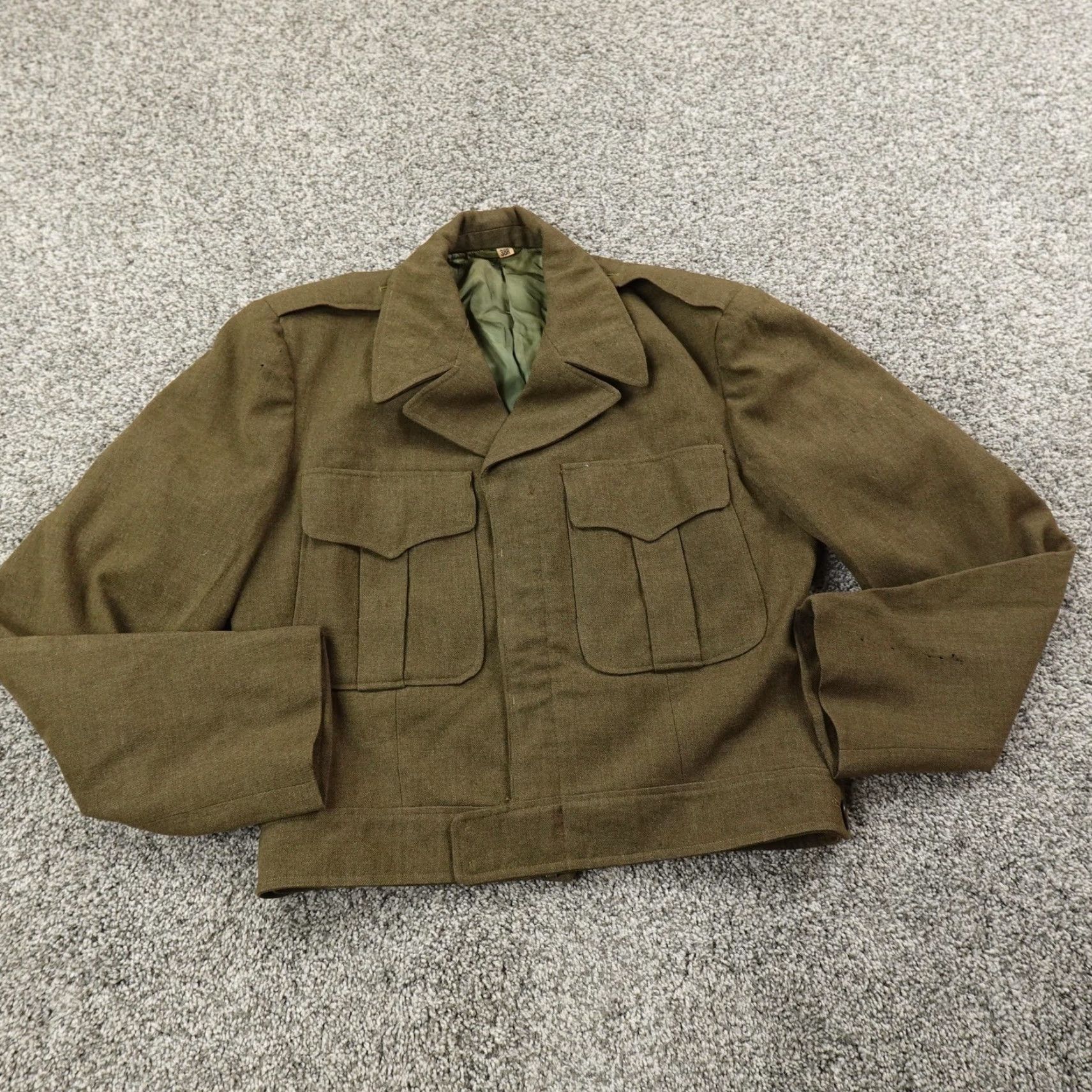 Olive VTG Army Jacket Mens 40 Olive Drab Wool M-1950 Military IKE Field Coat Talon 50s Size US XXS / EU 40 - 2 Thumbnail