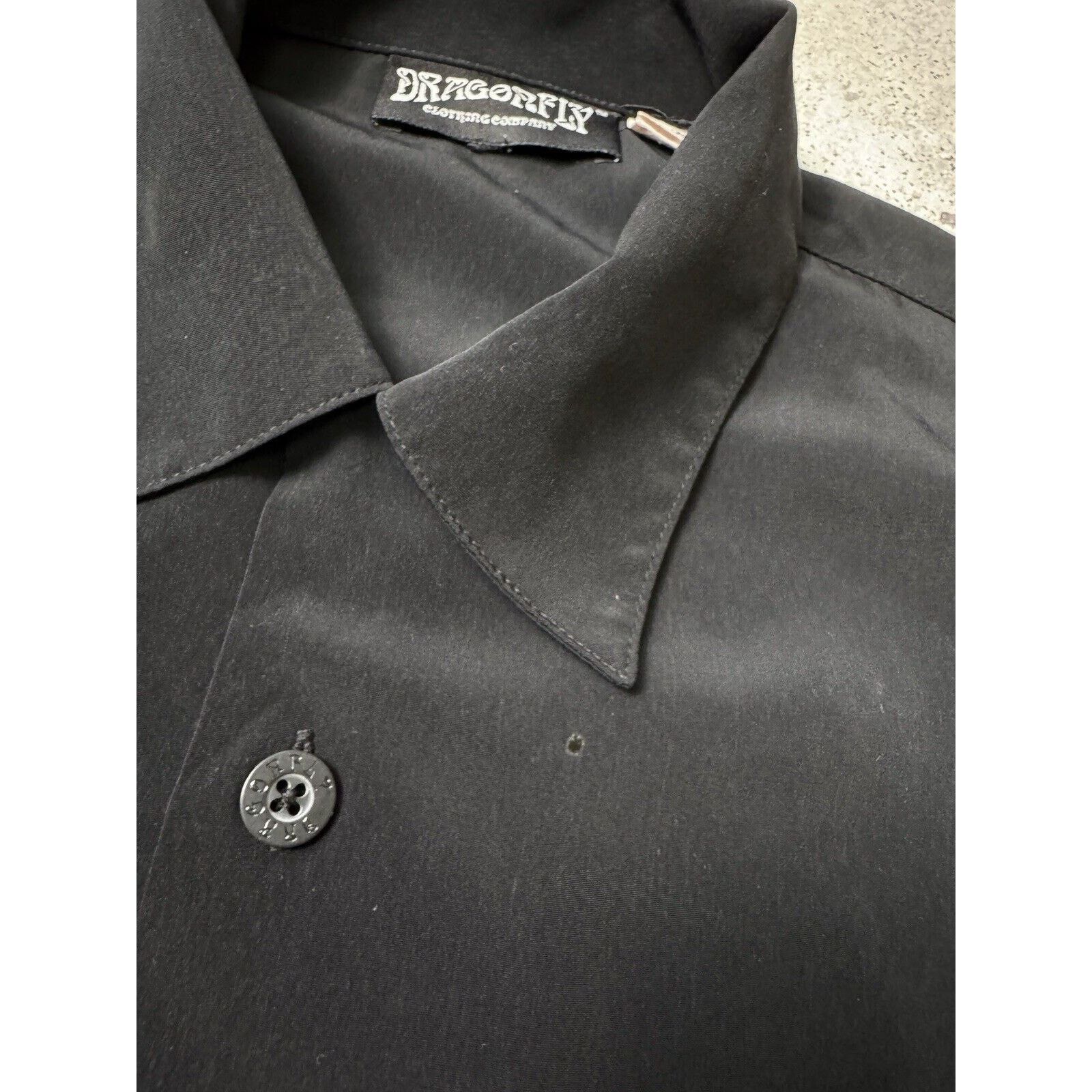 Dragonfly Men Guiltar Rock Short Sleeve Shirt Button Up in Black, Men's — image 6 of 6