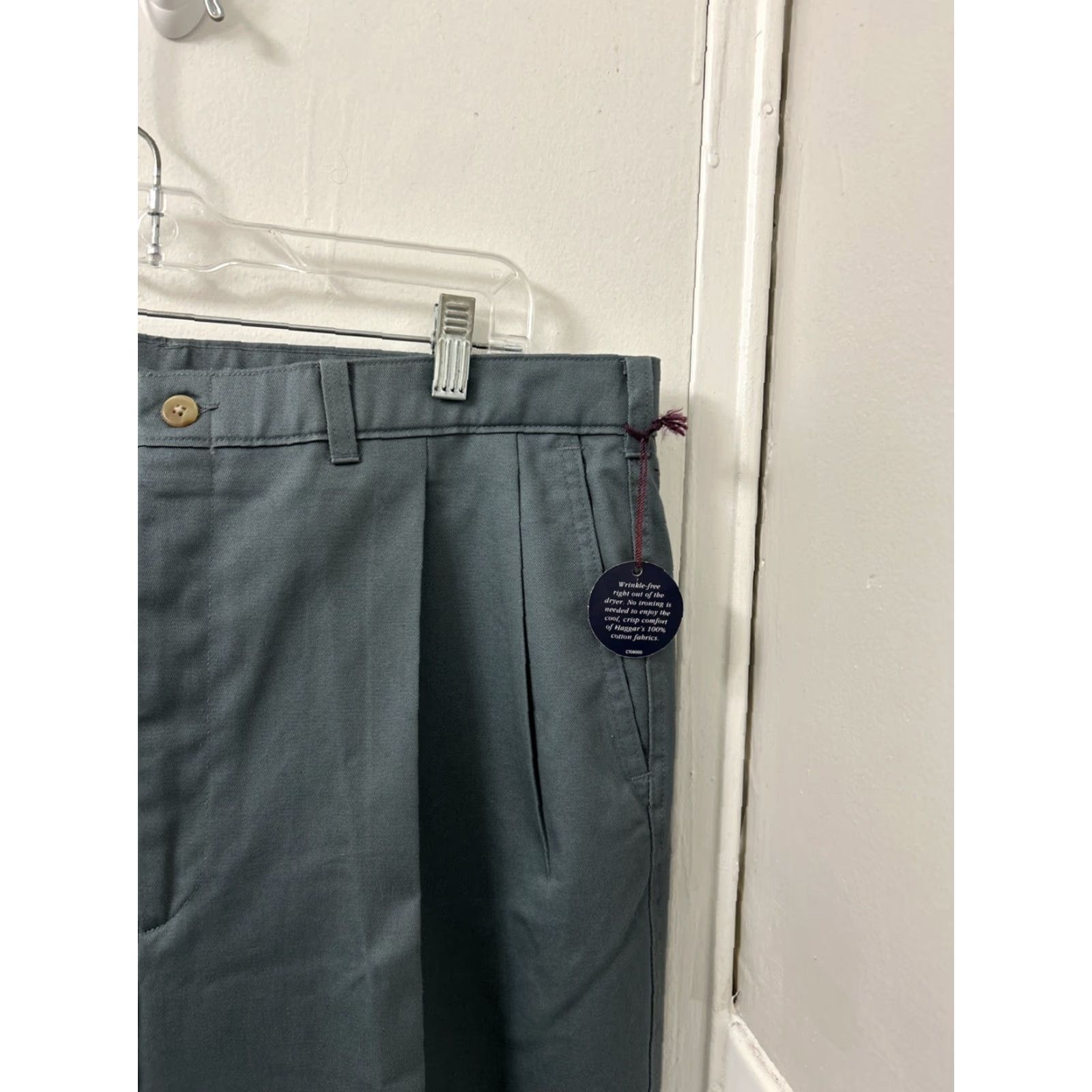 Haggar Haggar Pants Mens 38x30 Navy Blue Wrinkle Free Chino Khaki Pleated 5 Pockets Shirt Style Pants Mens Blue Wrinkle Free Haggar Size US 38 / EU 54 - 5 Thumbnail