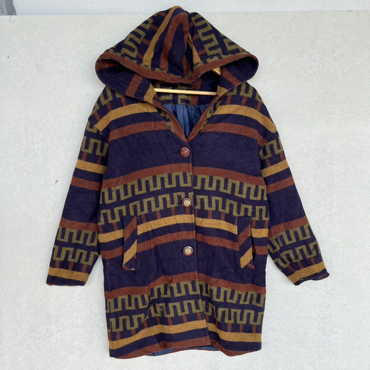 Other Vintage Multicoloured Patterned Hooded Coat Size XL Size US XL / EU 56 / 4 - 1 Thumbnail
