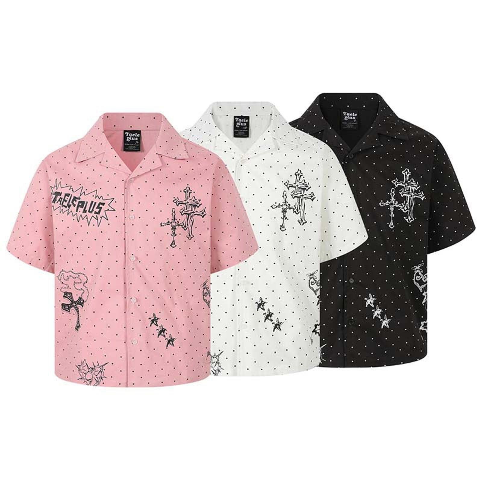 Other Pink Cross-Motif Cuban-Collar Short Shirt Size US M / EU 48-50 / 2 - 5 Thumbnail