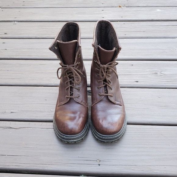American Eagle Outfitters × Vintage Vintage 90s y2k Bratz Brown Leather Lace-up Chunky Lug Platf Size US 8 / IT 38 - 4 Thumbnail