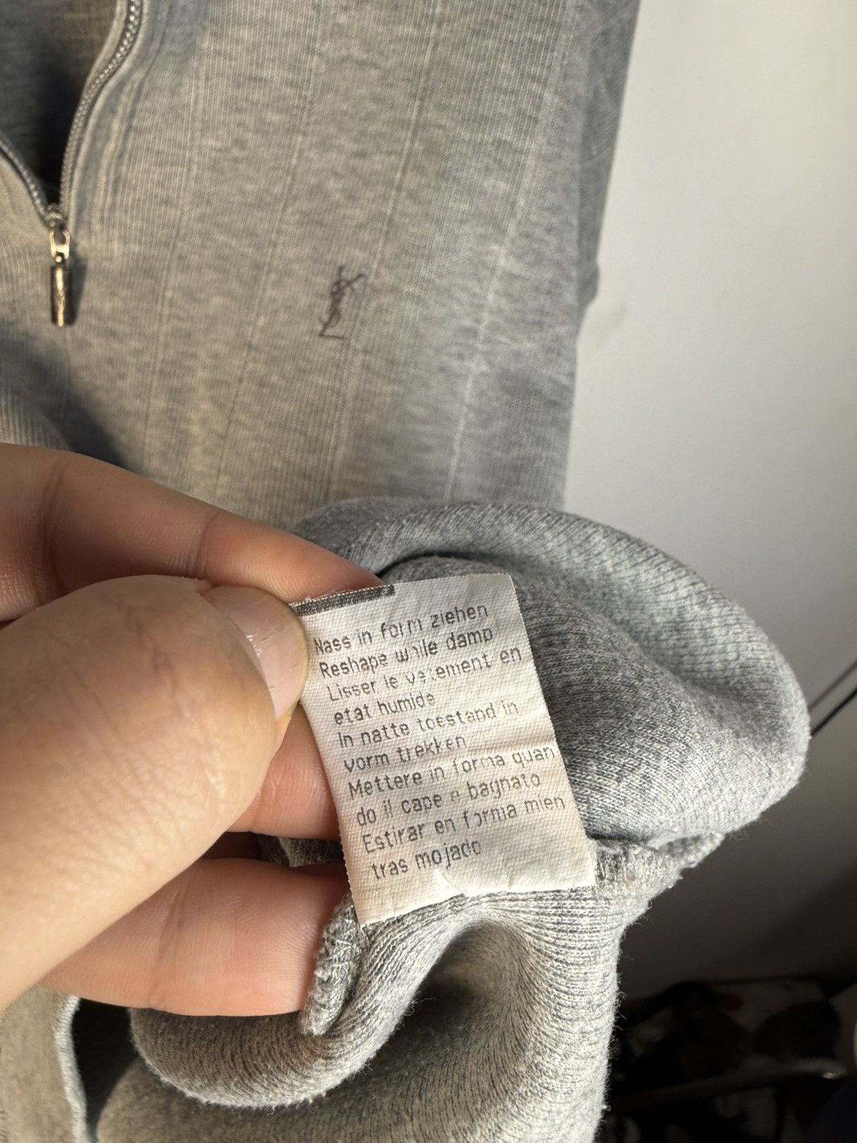 Yves Saint Laurent 90s YSL Sweatshirt 1/4 Quarter Zip Grey Vintage Sweater Size US L / EU 52-54 / 3 - 9 Thumbnail